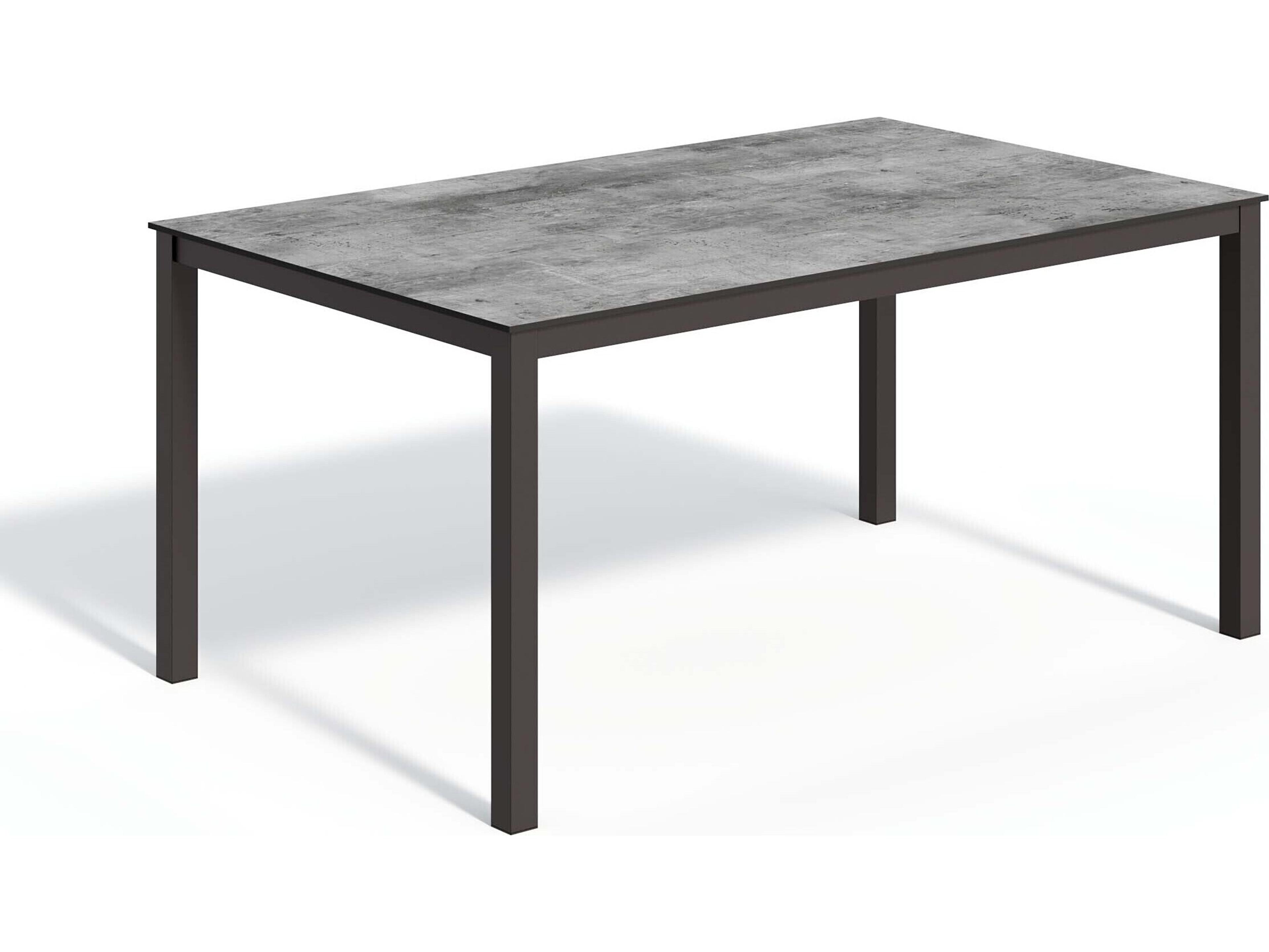 Travira Aluminum Carbon Rectangular HPL Top Patio Dining Table with Umbrella Hole