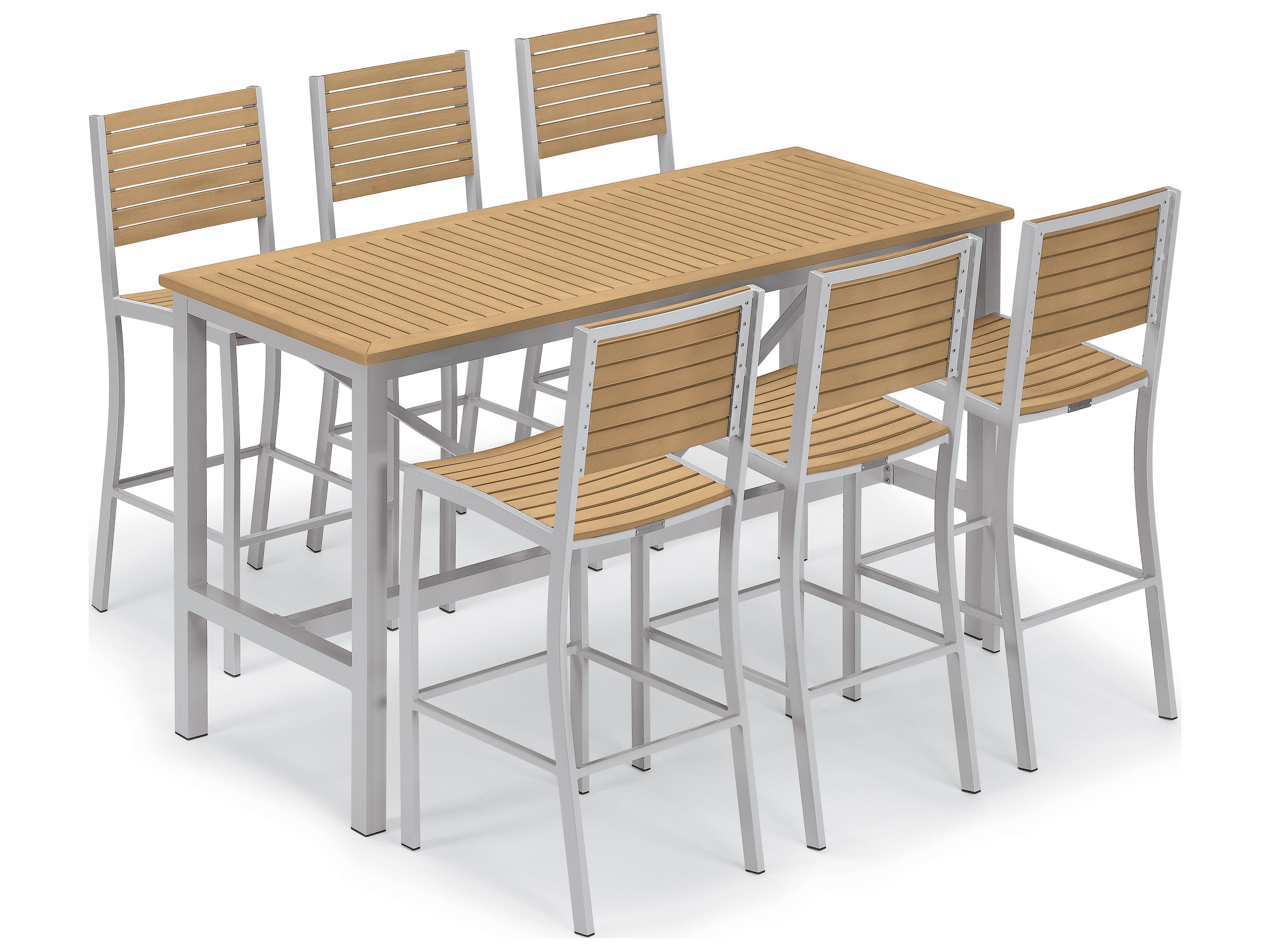 Oxford Garden Travira Aluminum Flint Stackable Outdoor Bar Chair