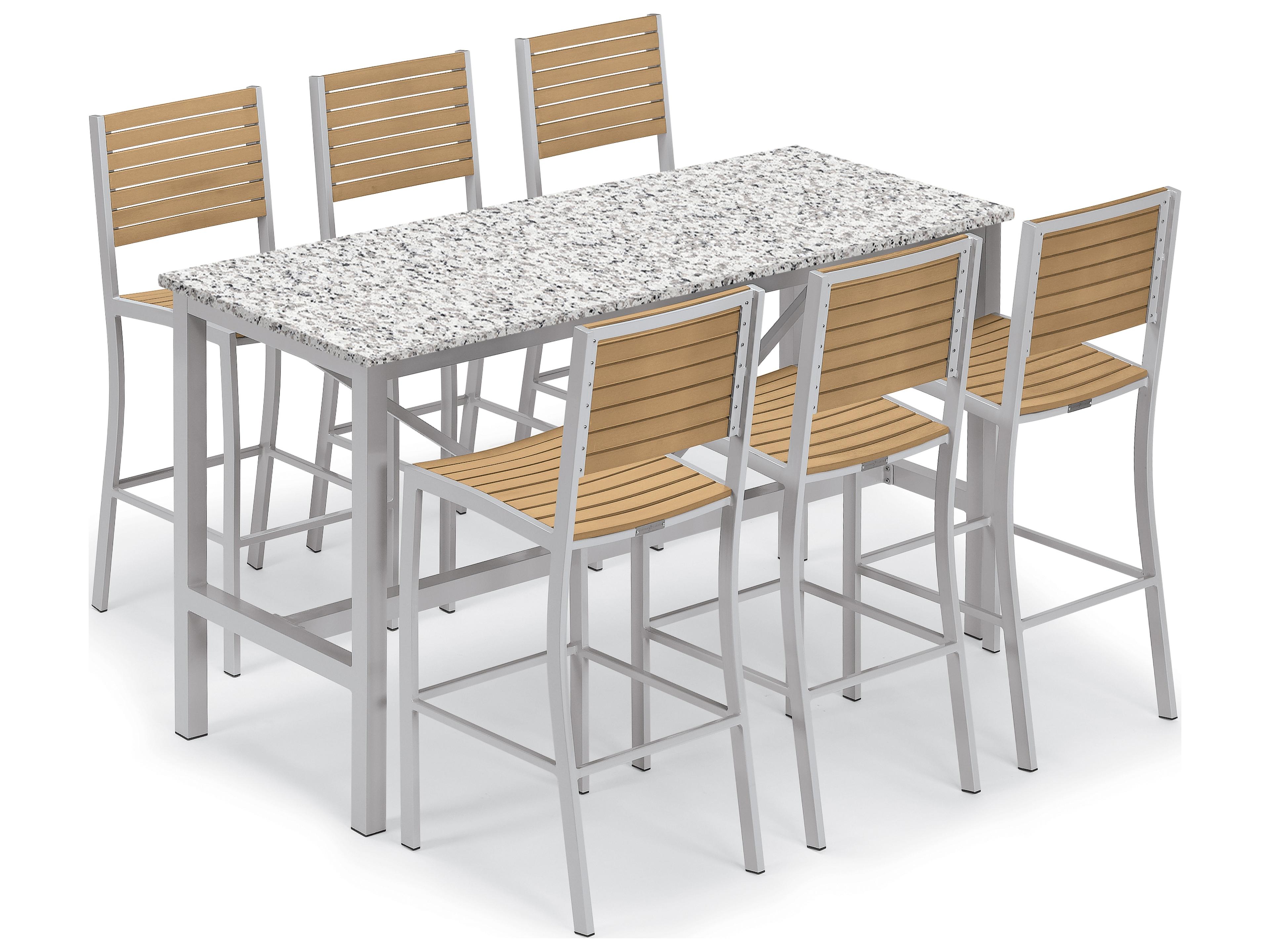 Oxford Garden Travira Aluminum Flint Stackable Outdoor Bar Chair