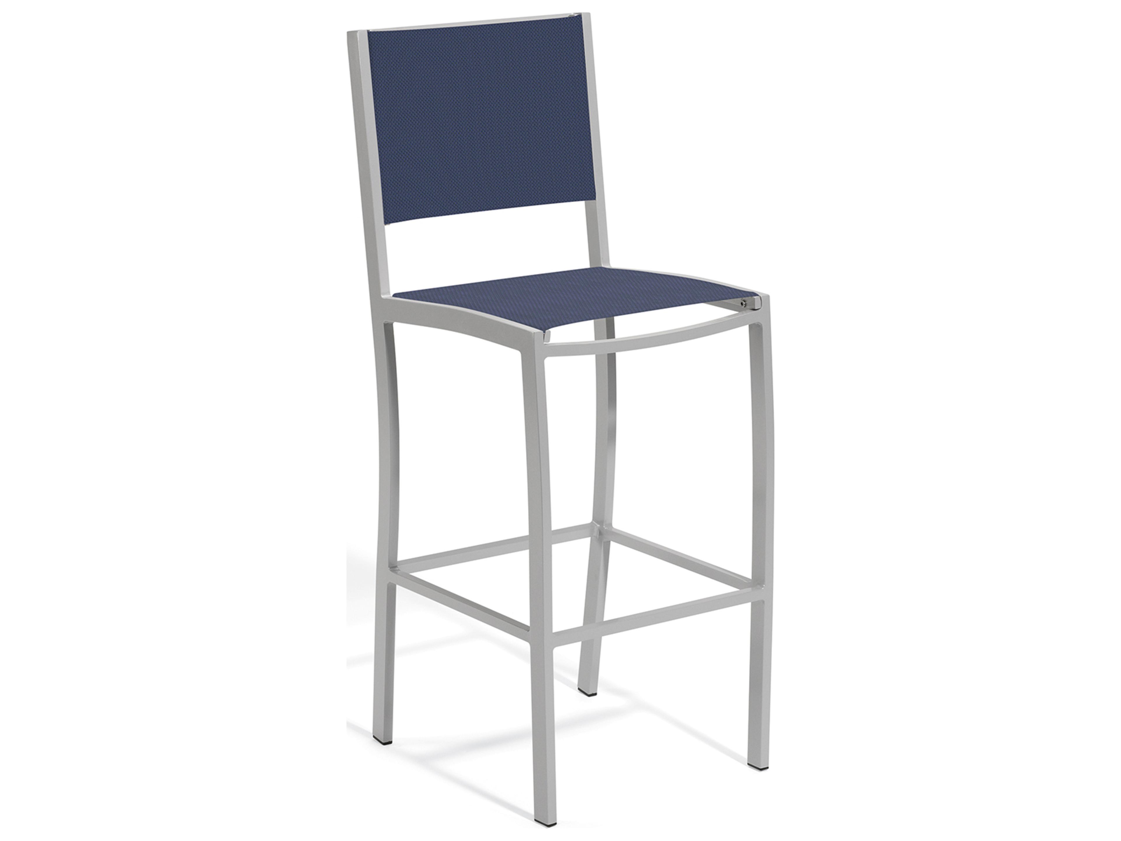 Travira Aluminum Flint Stackable Outdoor Bar Chair with Ink Pen Sling