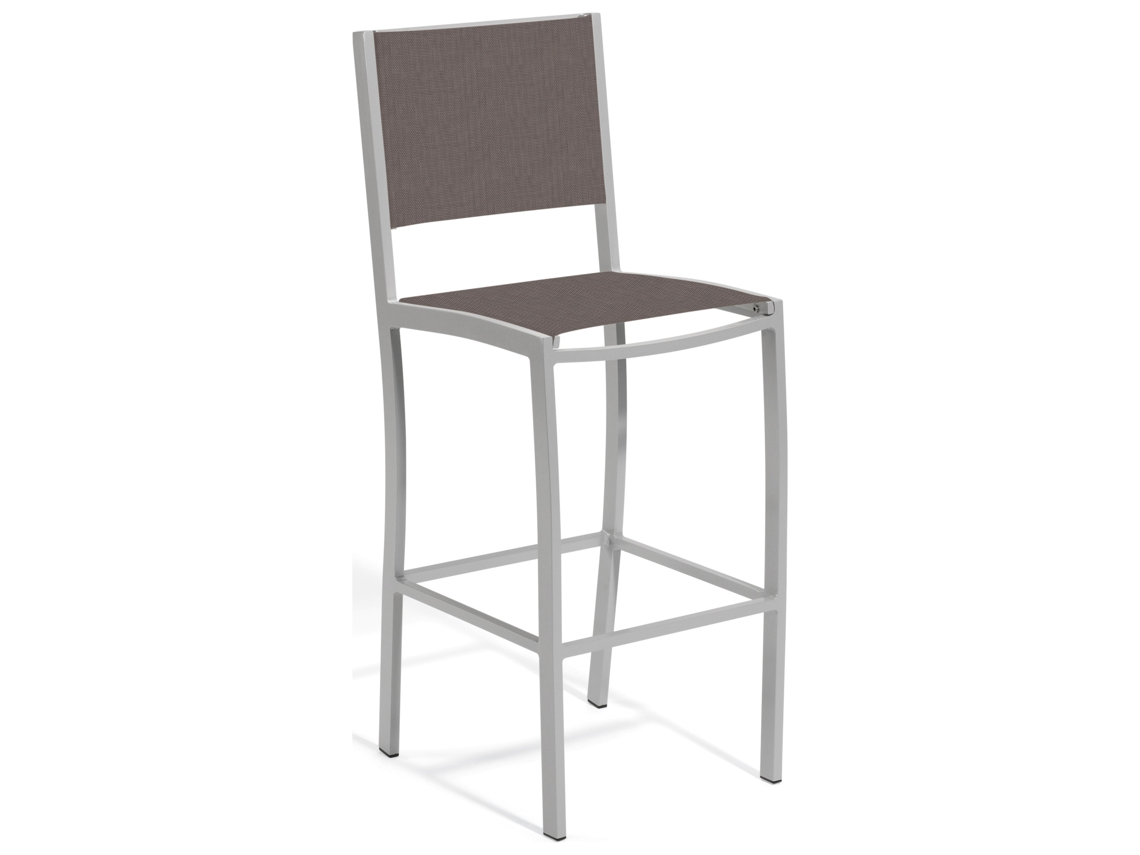Travira Aluminum Flint Stackable Patio Bar Chair with Cocoa Sling