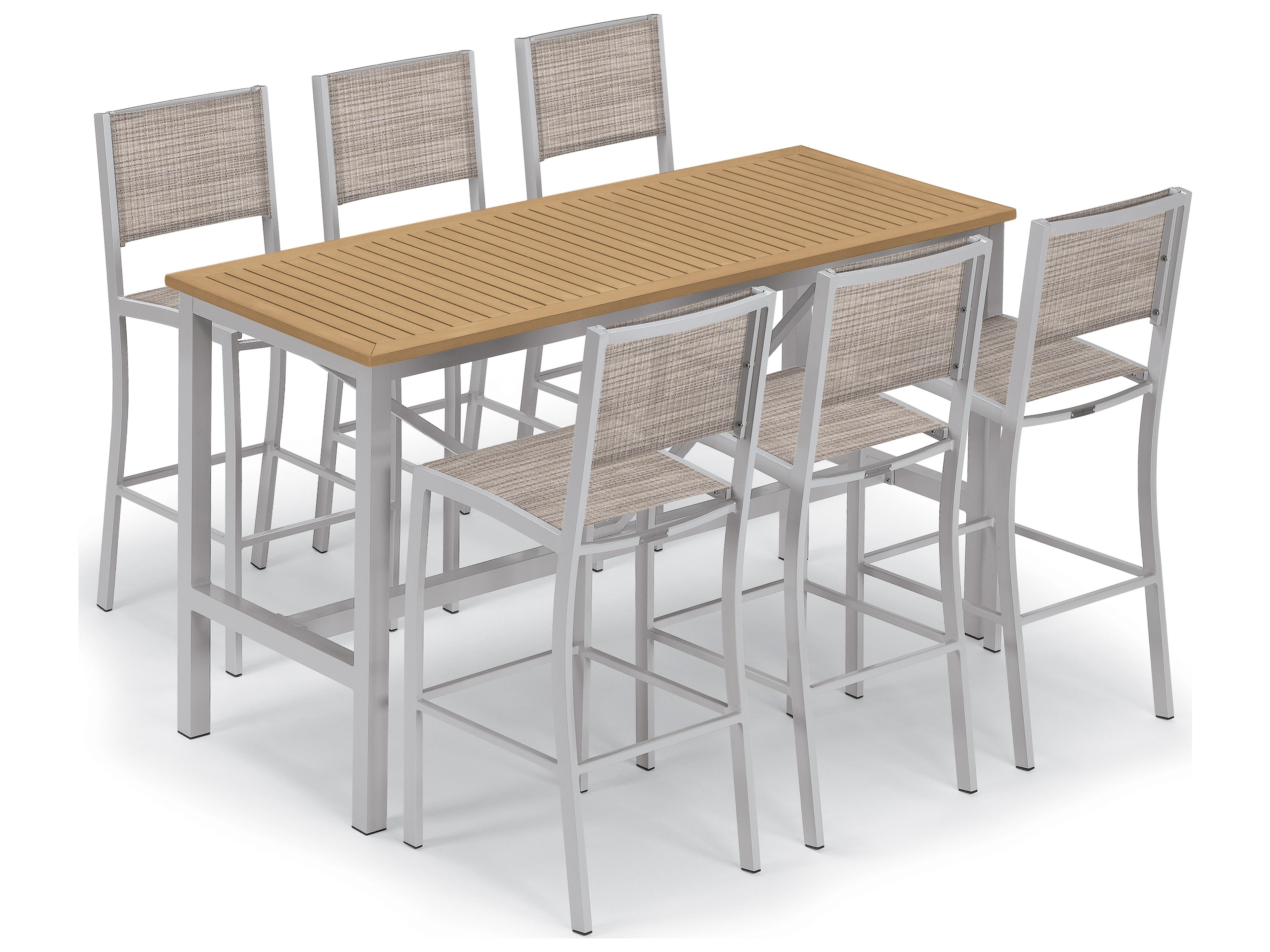 Oxford Garden Travira Aluminum Flint Stackable Patio Bar Chair with Bellows Sling