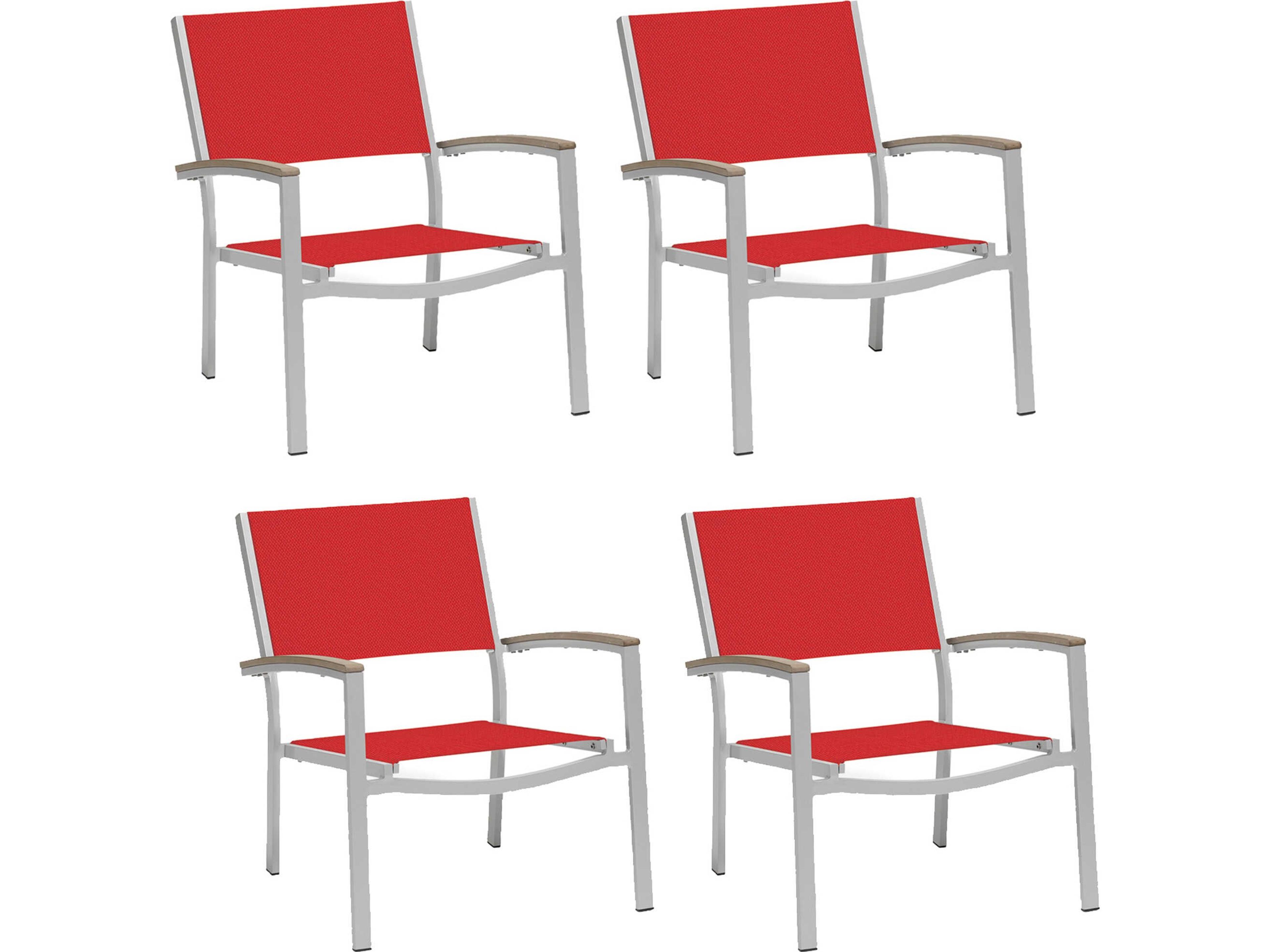 Oxford Garden Travira Aluminum Sling Lounge Chair Set of 4
