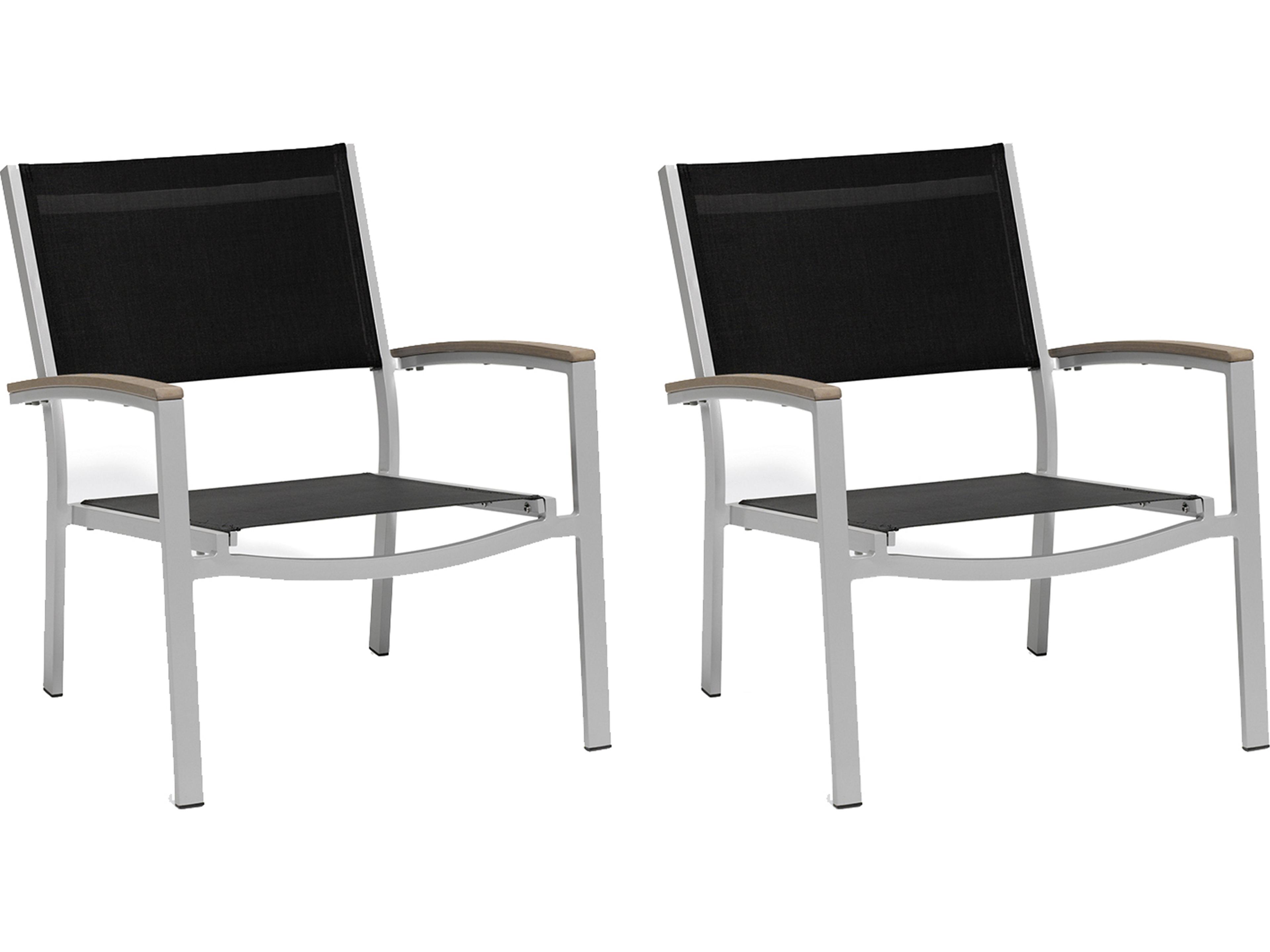 Travira Aluminum Flint Patio Lounge Chair with Black Sling Set of 2