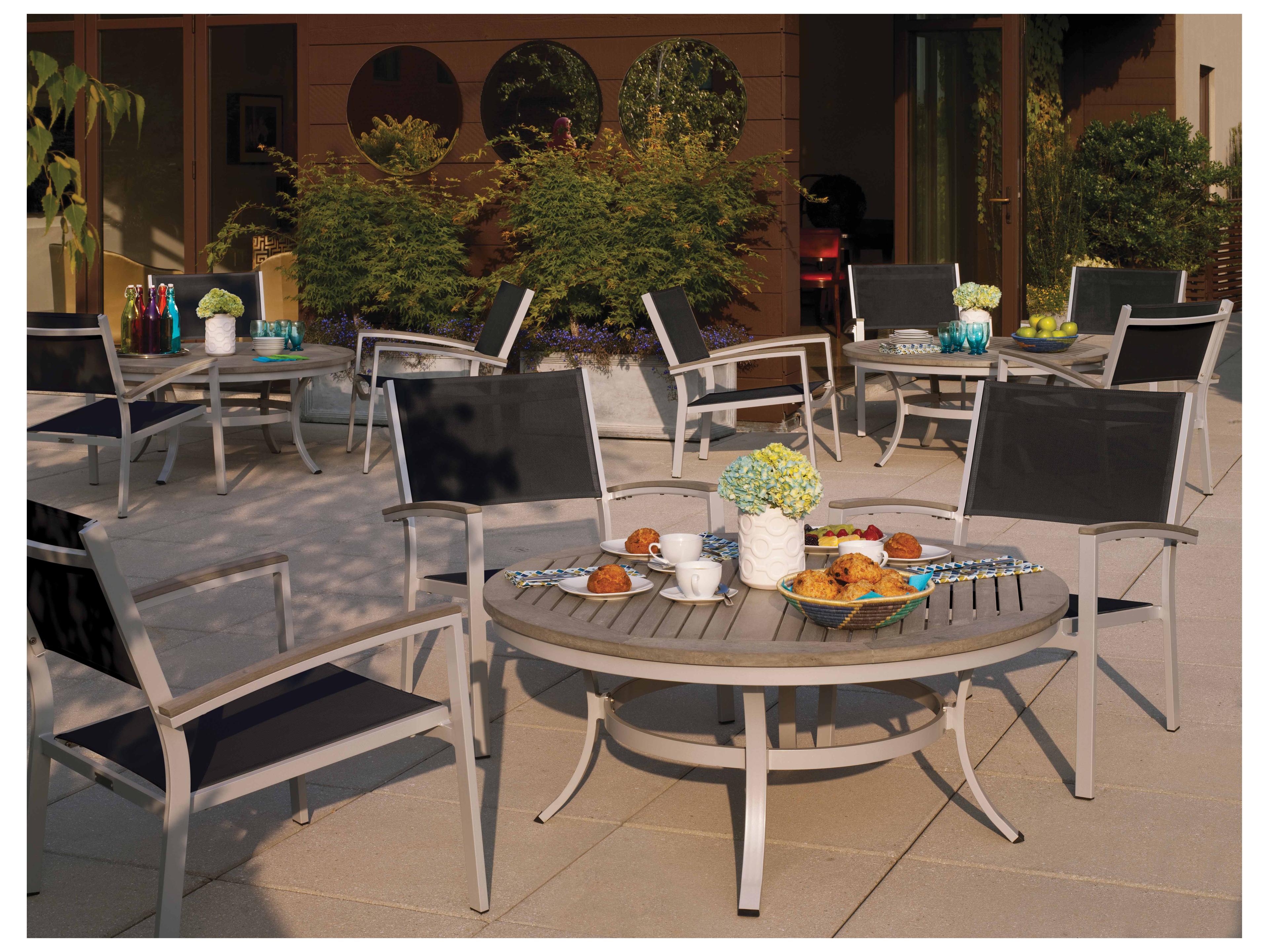 Oxford Garden Travira Aluminum Flint Patio Lounge Chair with Black Sling Set of 2