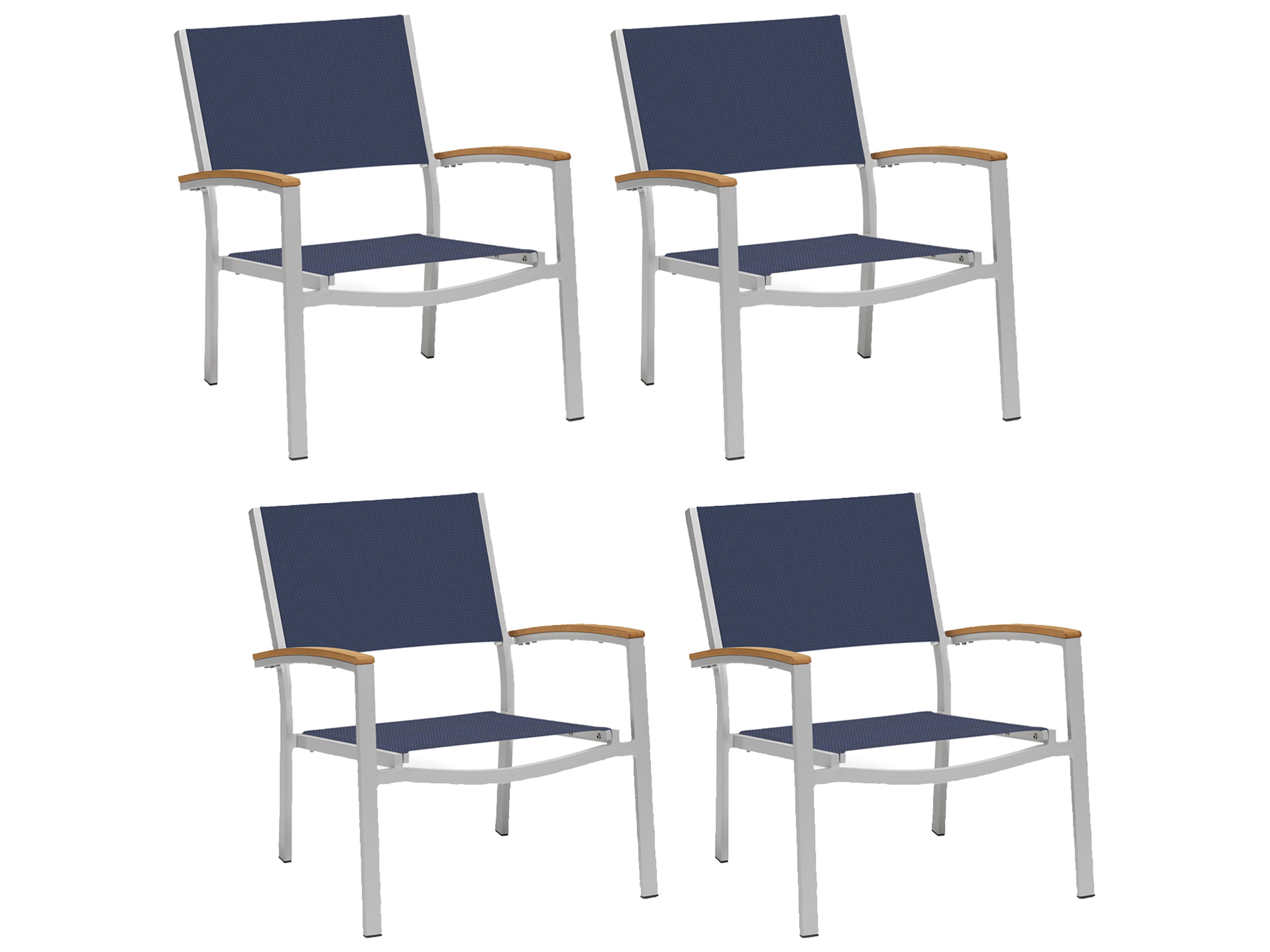 Travira Aluminum Flint Patio Lounge Chair with Ink Pen Sling Set of 4