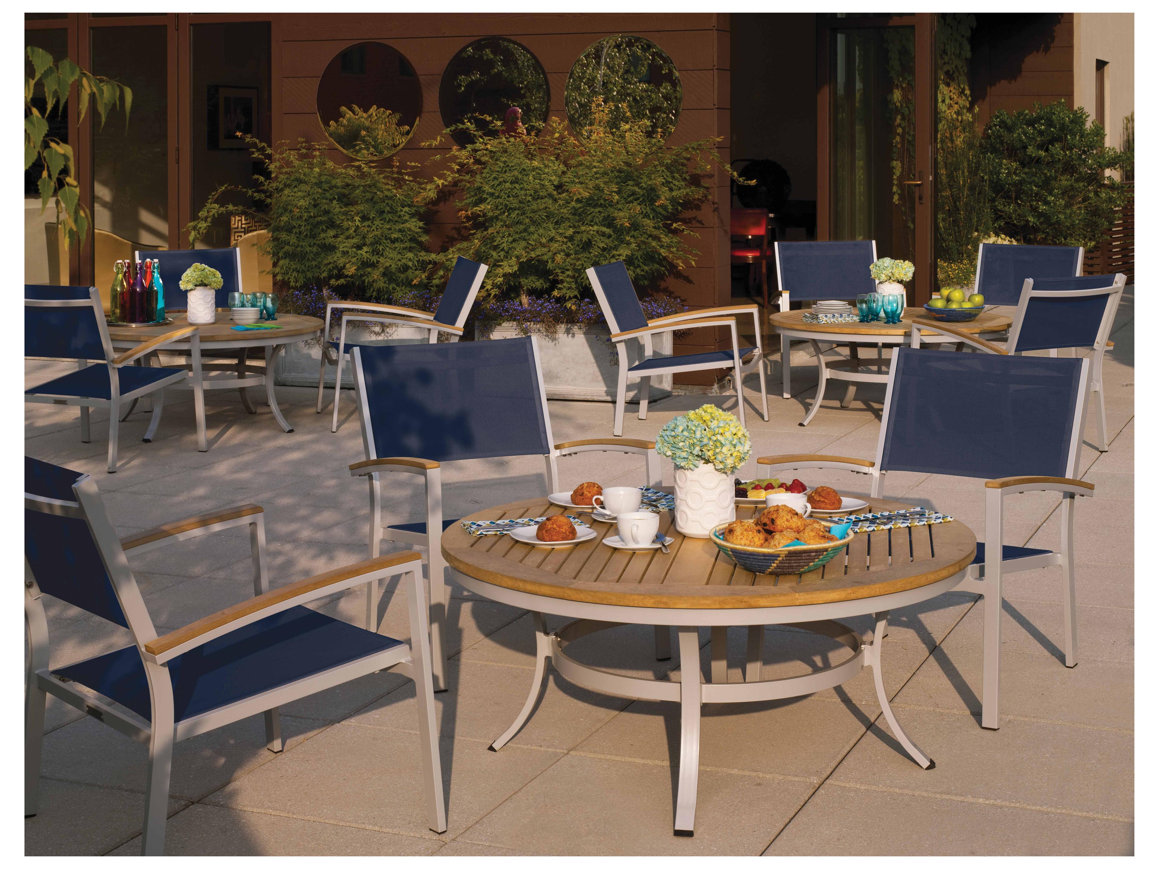 Oxford Garden Travira Aluminum Flint Patio Lounge Chair with Ink Pen Sling Set of 4