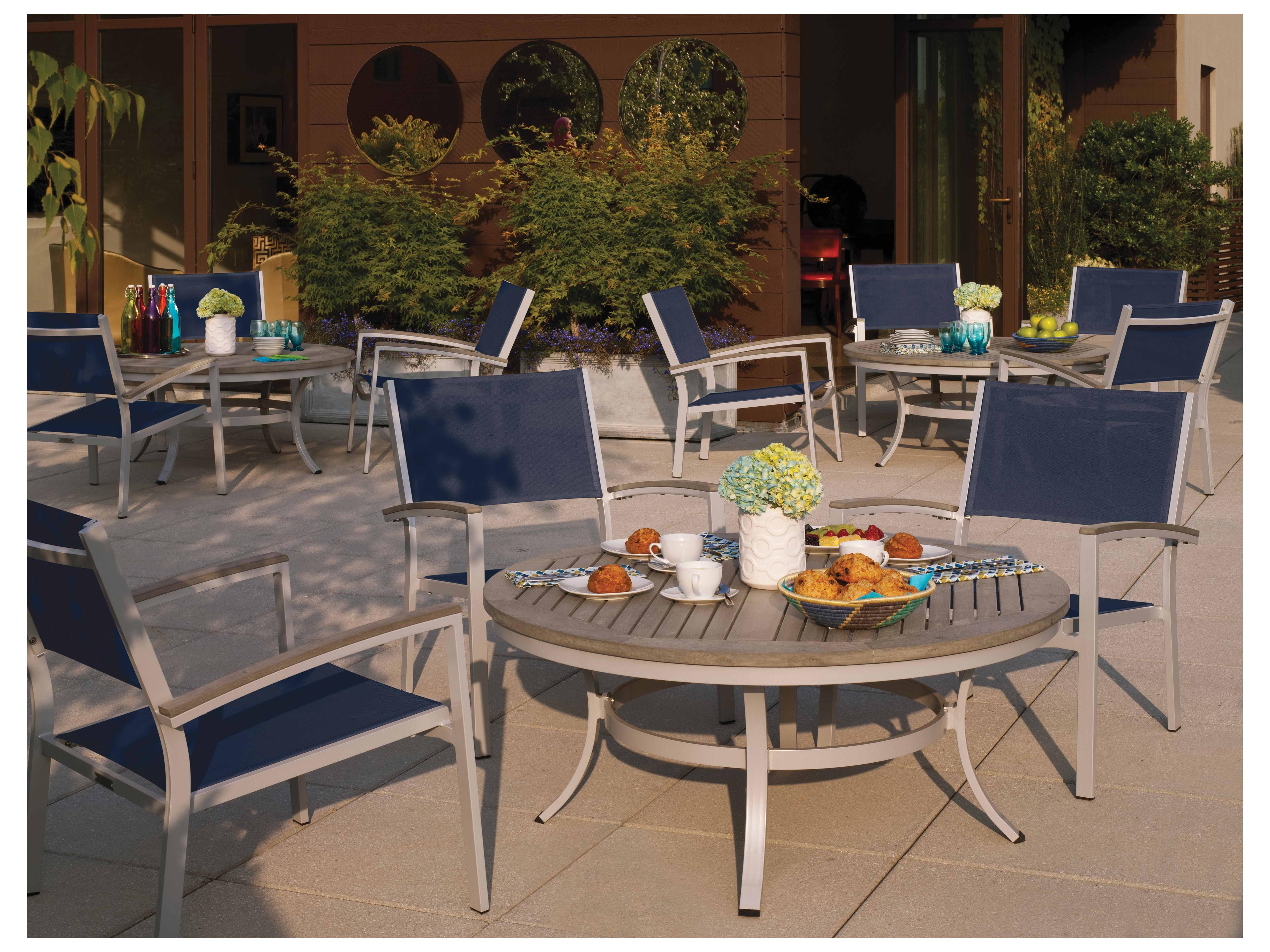 Oxford Garden Travira Aluminum Flint Outdoor Lounge Chair with Ink Pen Sling Set of 2