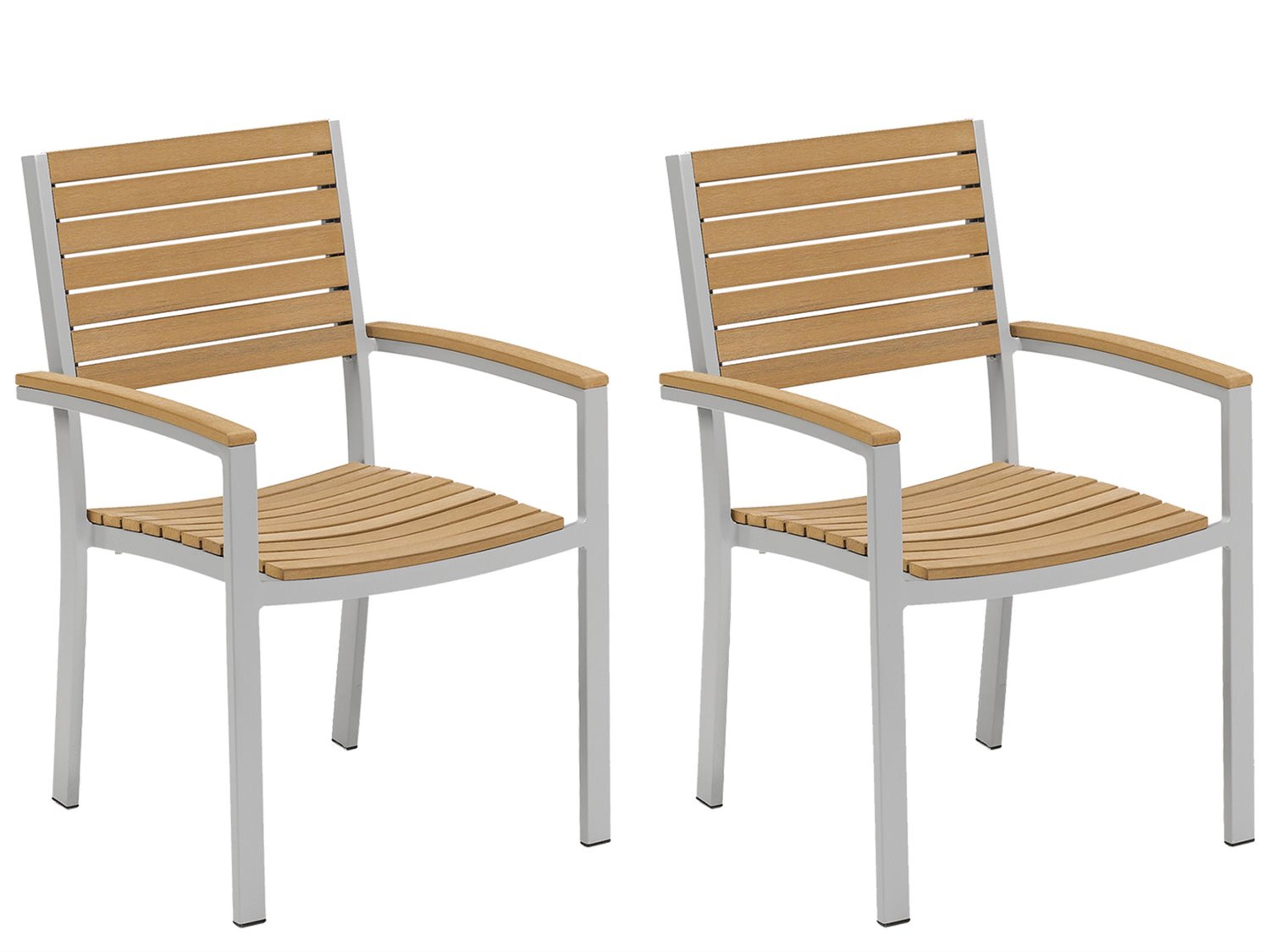 Travira Aluminum Wood Dining Chair Set of 2