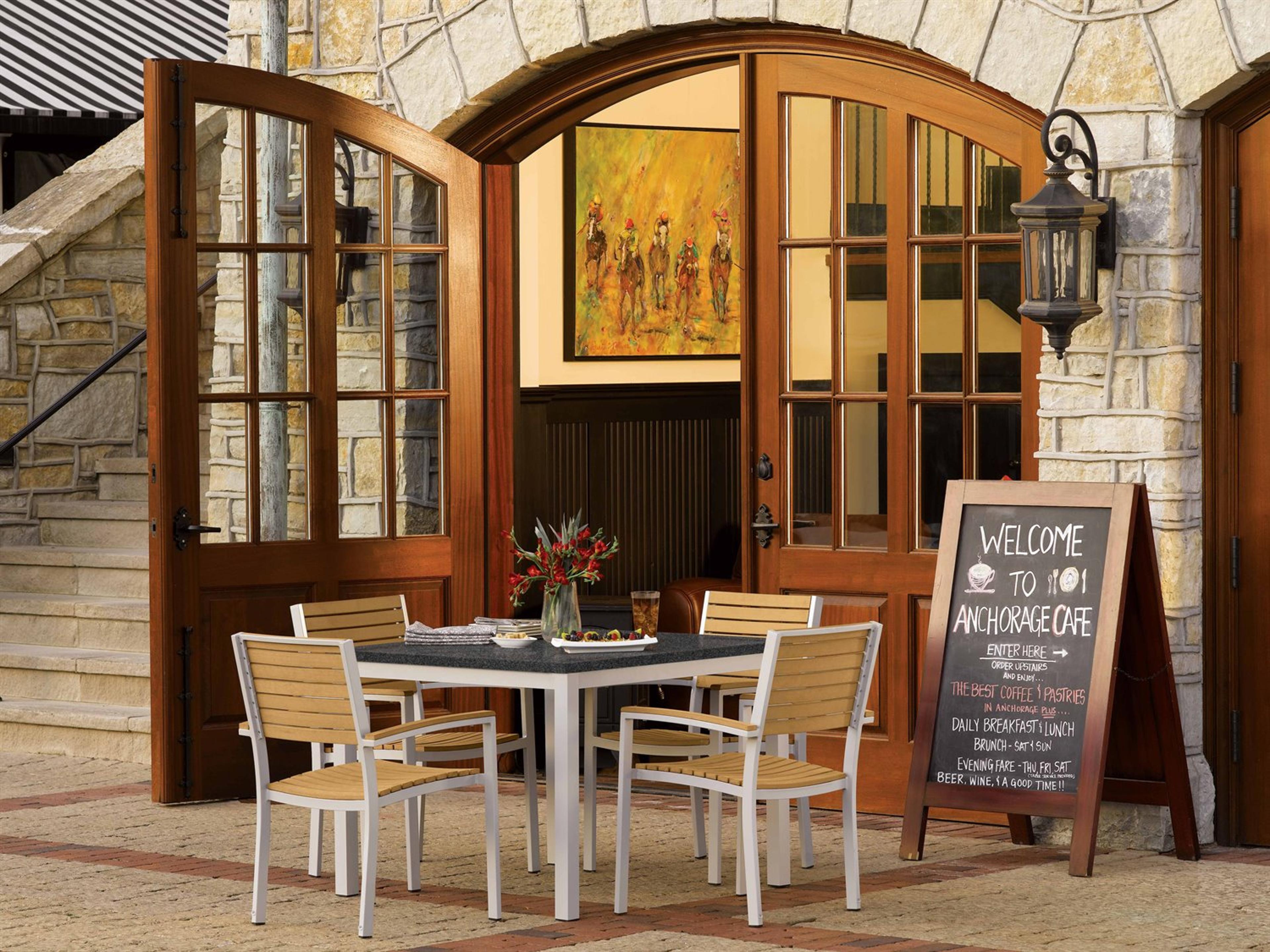 Oxford Garden Travira Aluminum Wood Dining Chair Set of 2