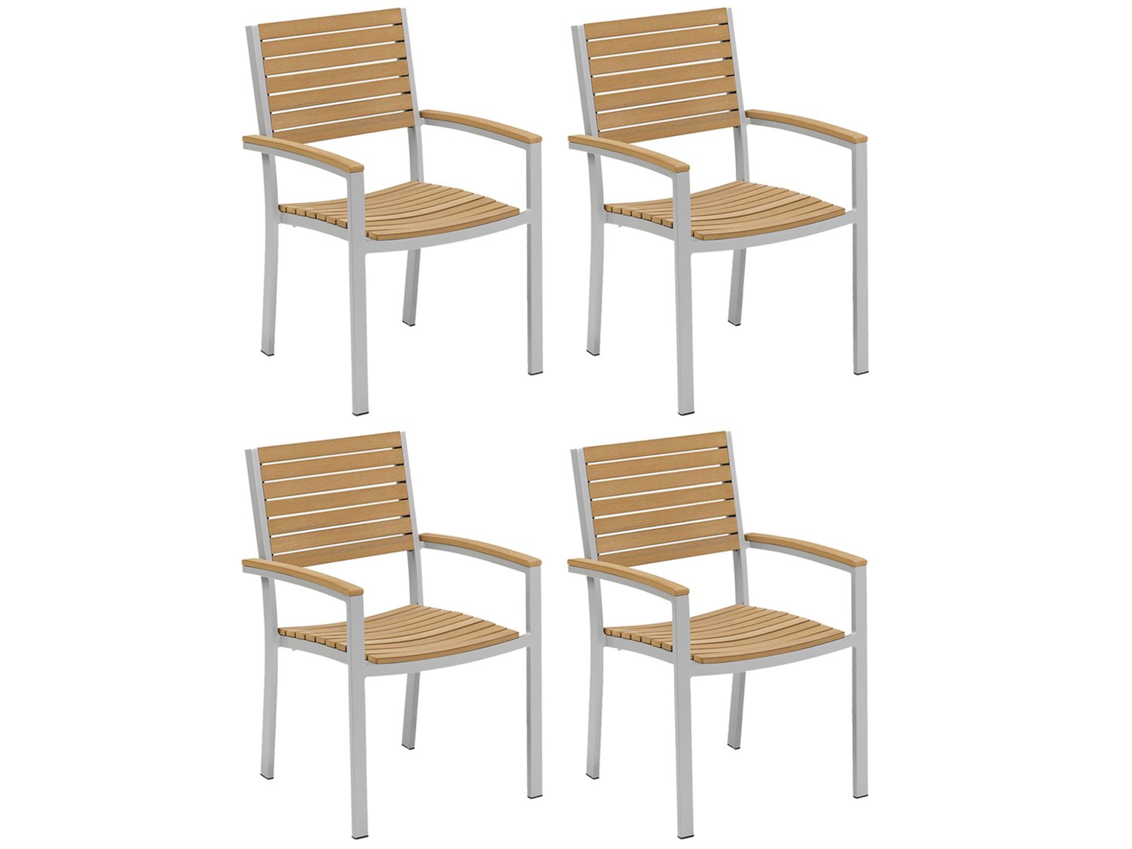 Travira Aluminum Wood Dining Chair Set of 4