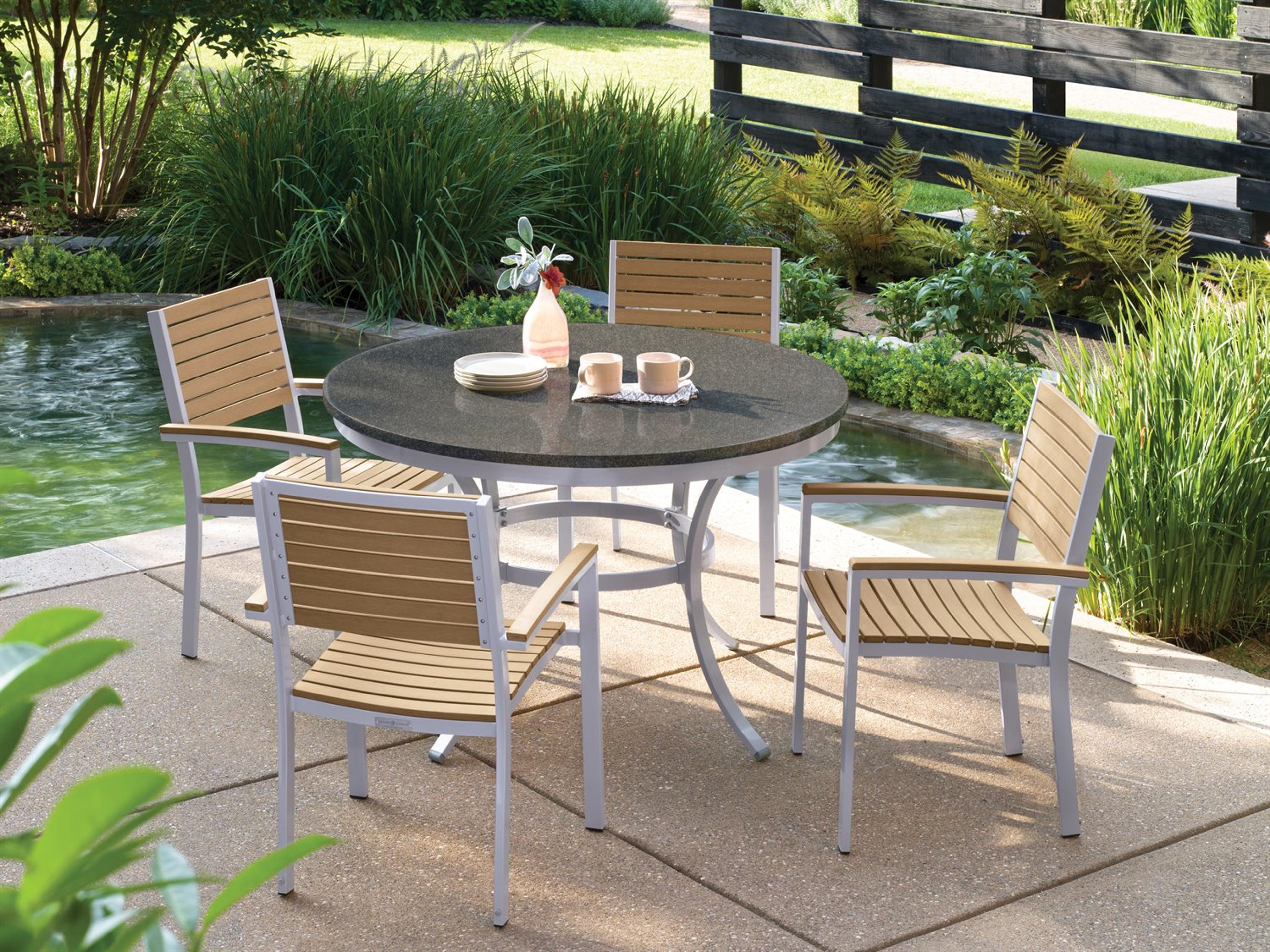 Oxford Garden Travira Aluminum Wood Dining Chair Set of 4