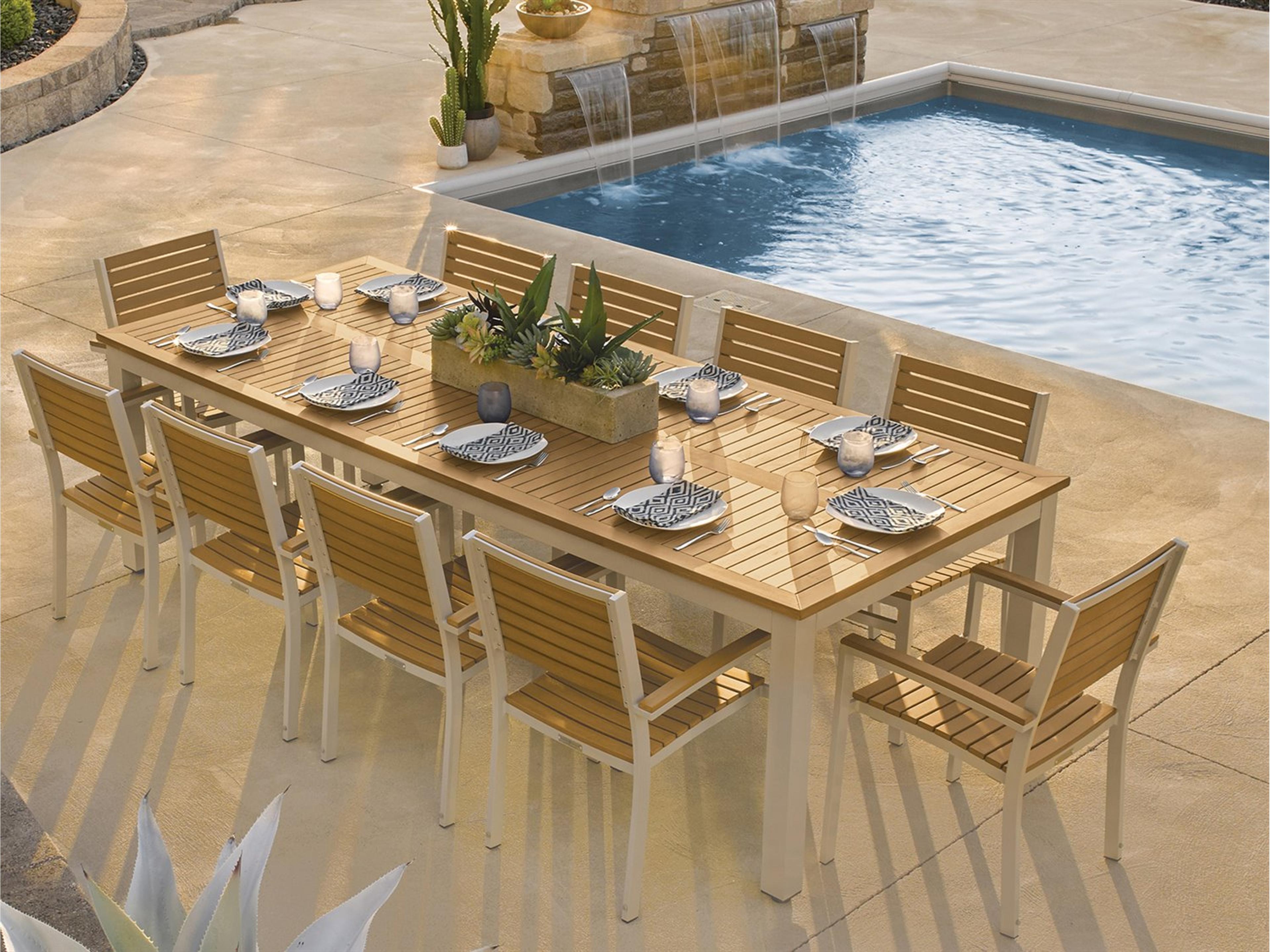 Oxford Garden Travira Aluminum Wood Dining Chair Set of 4