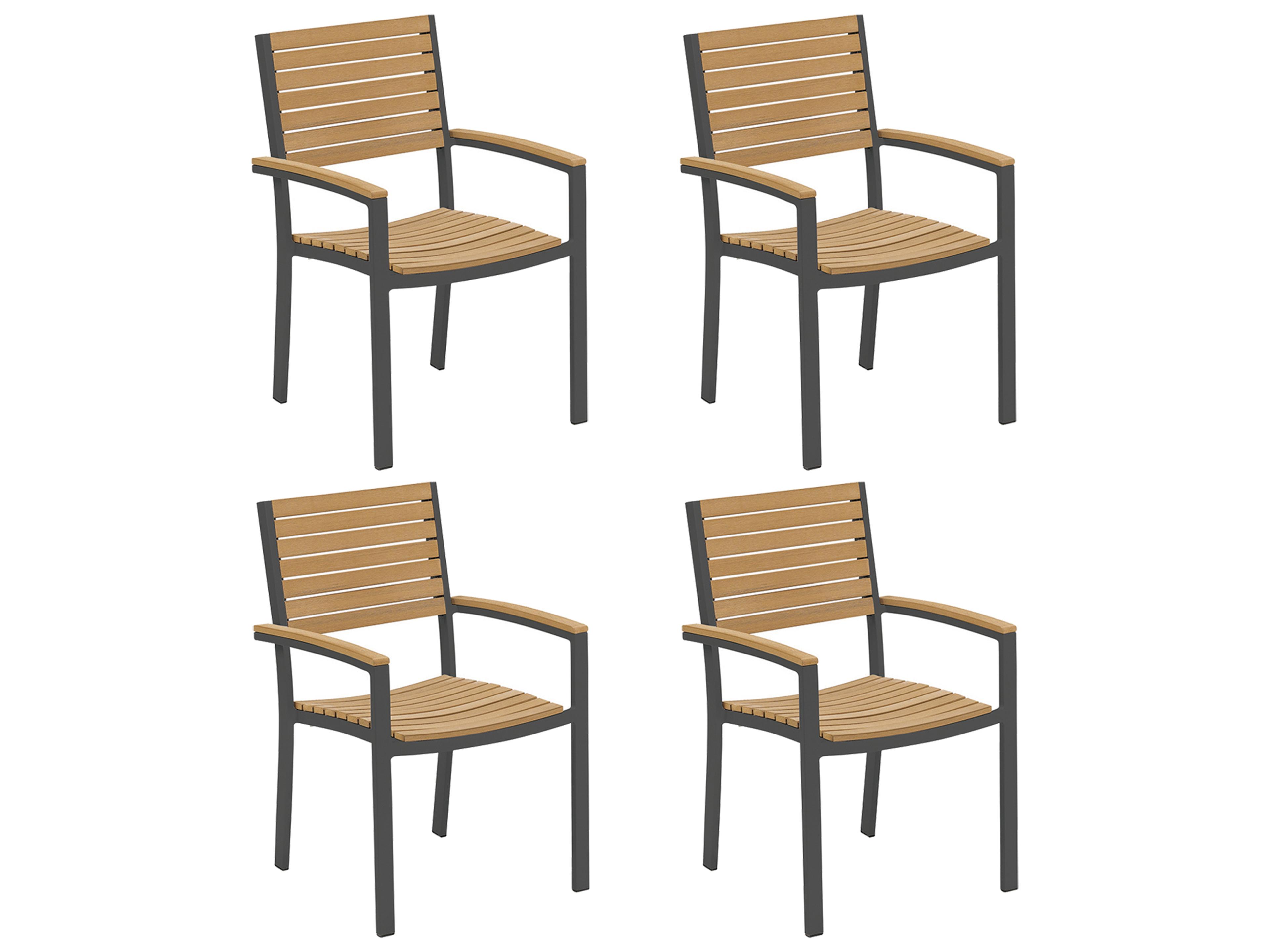 Travira Aluminum Carbon Stackable Outdoor Dining Arm Chair Set of 4