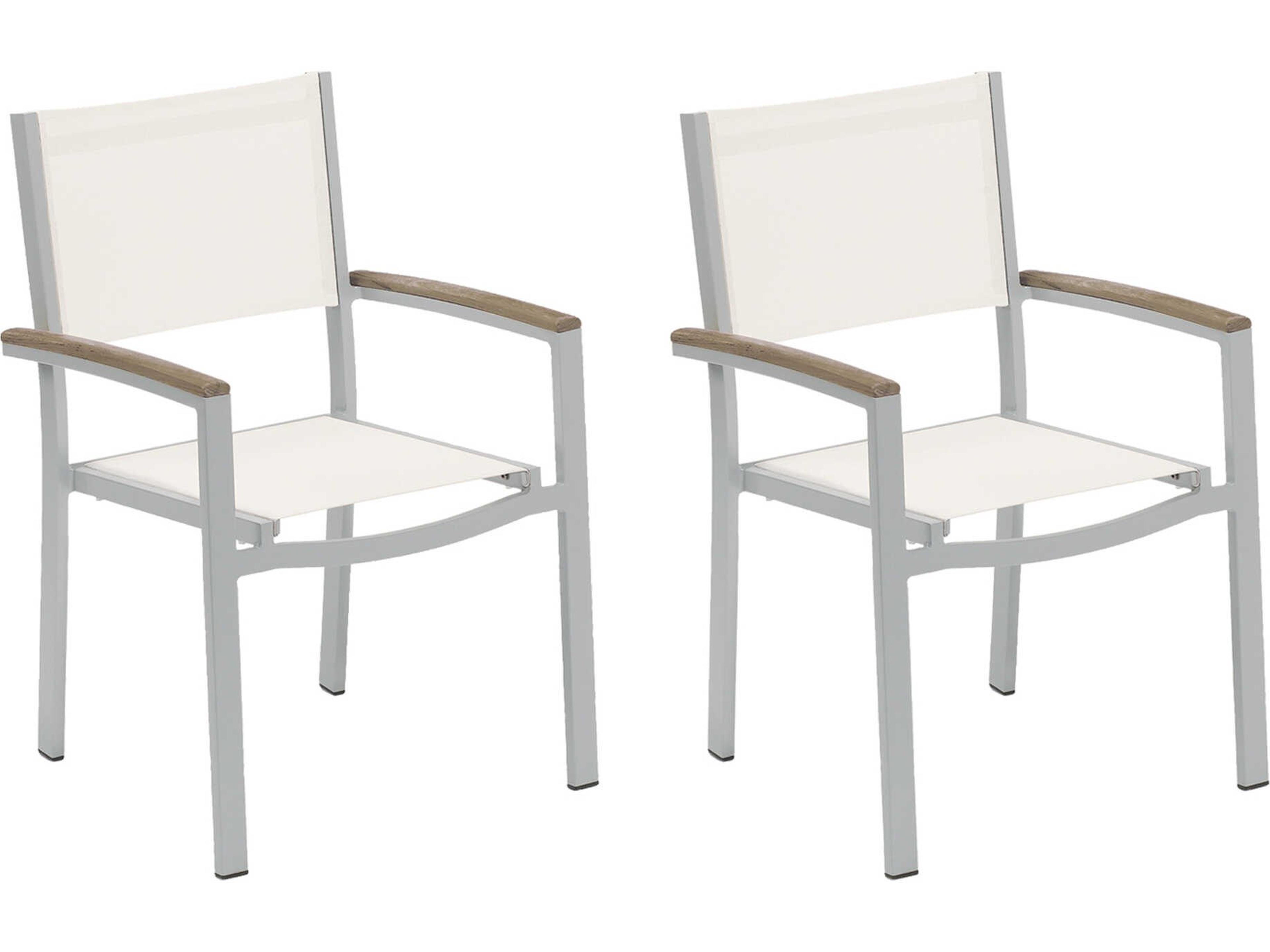Oxford Garden Travira Aluminum Sling Dining Chair Set of 2