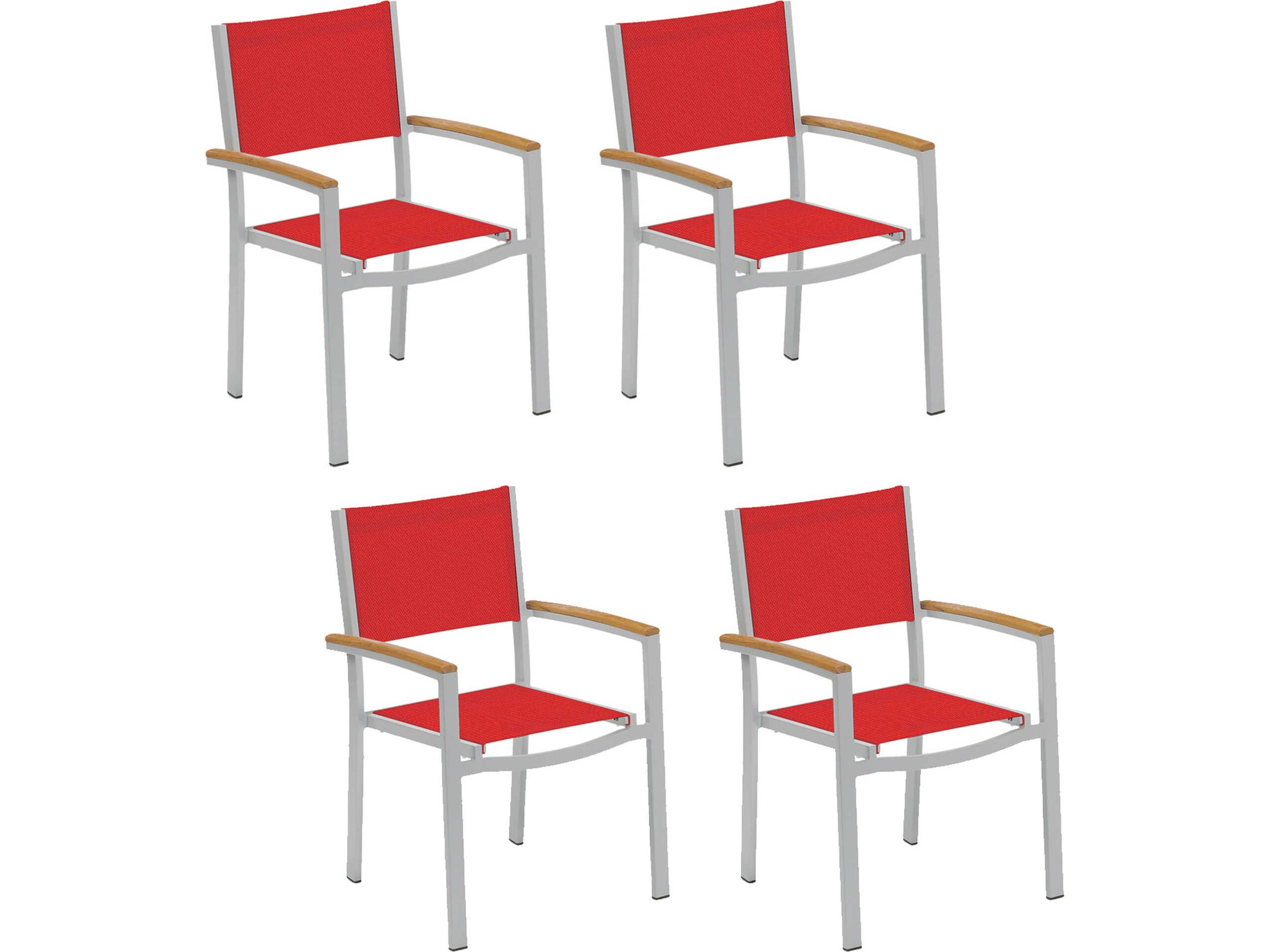 Oxford Garden Travira Aluminum Cushion Dining Chair Set of 4