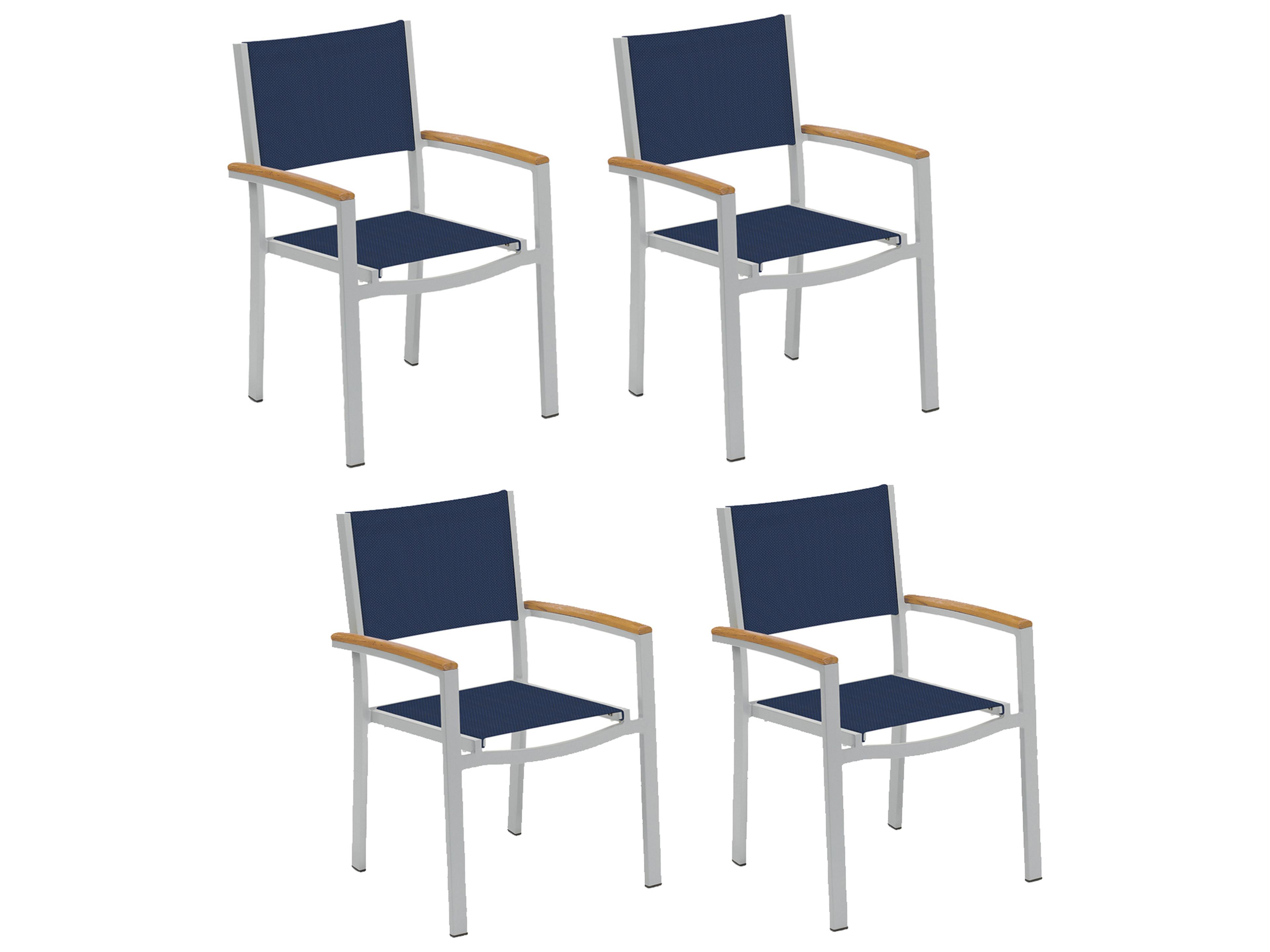 Travira Aluminum Flint Stackable Outdoor Dining Arm Chair with Ink Pen Sling Set of 4