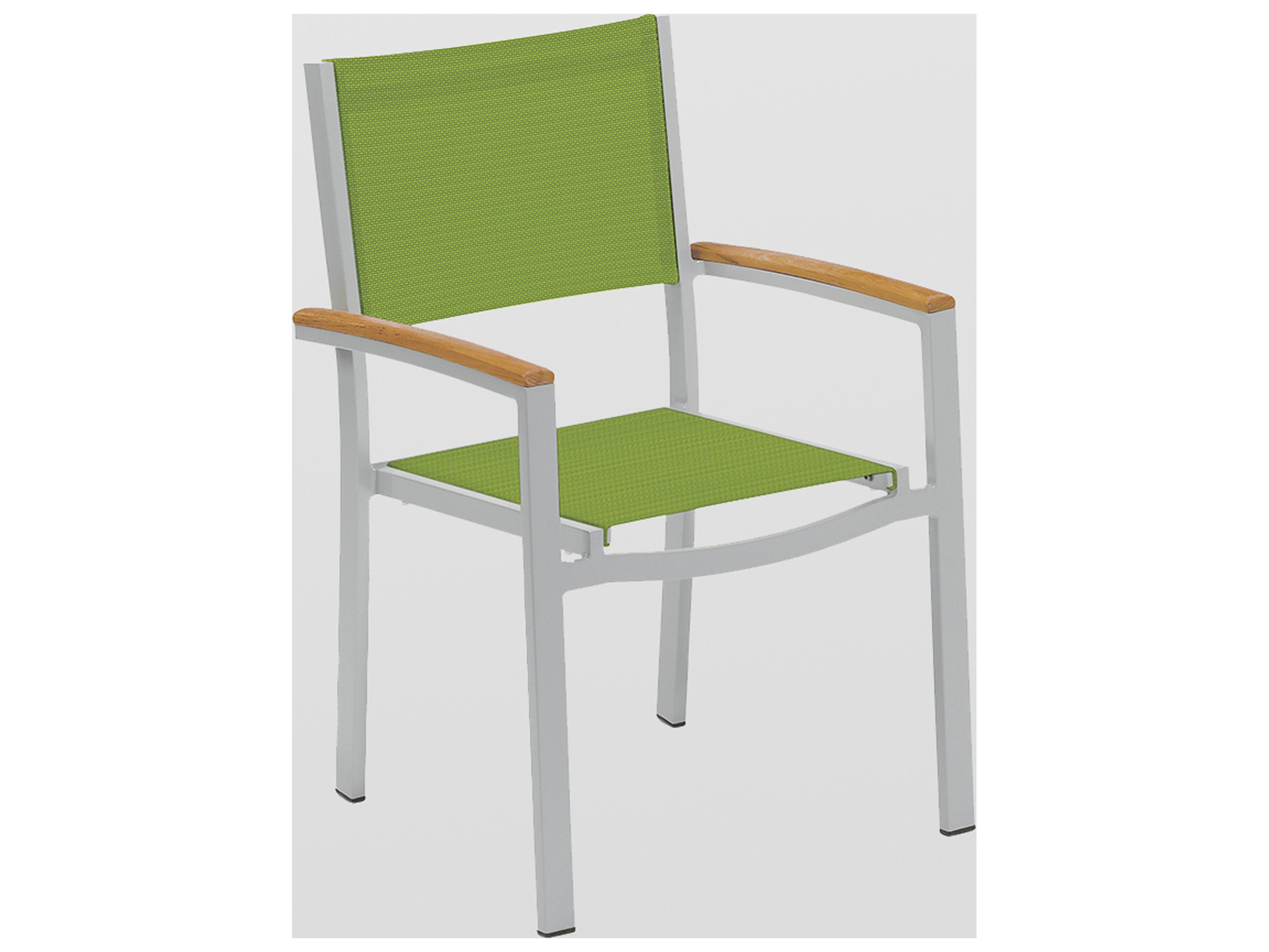 Oxford Garden Travira Aluminum Flint Stackable Outdoor Dining Arm Chair with Go Green Sling Set of 2