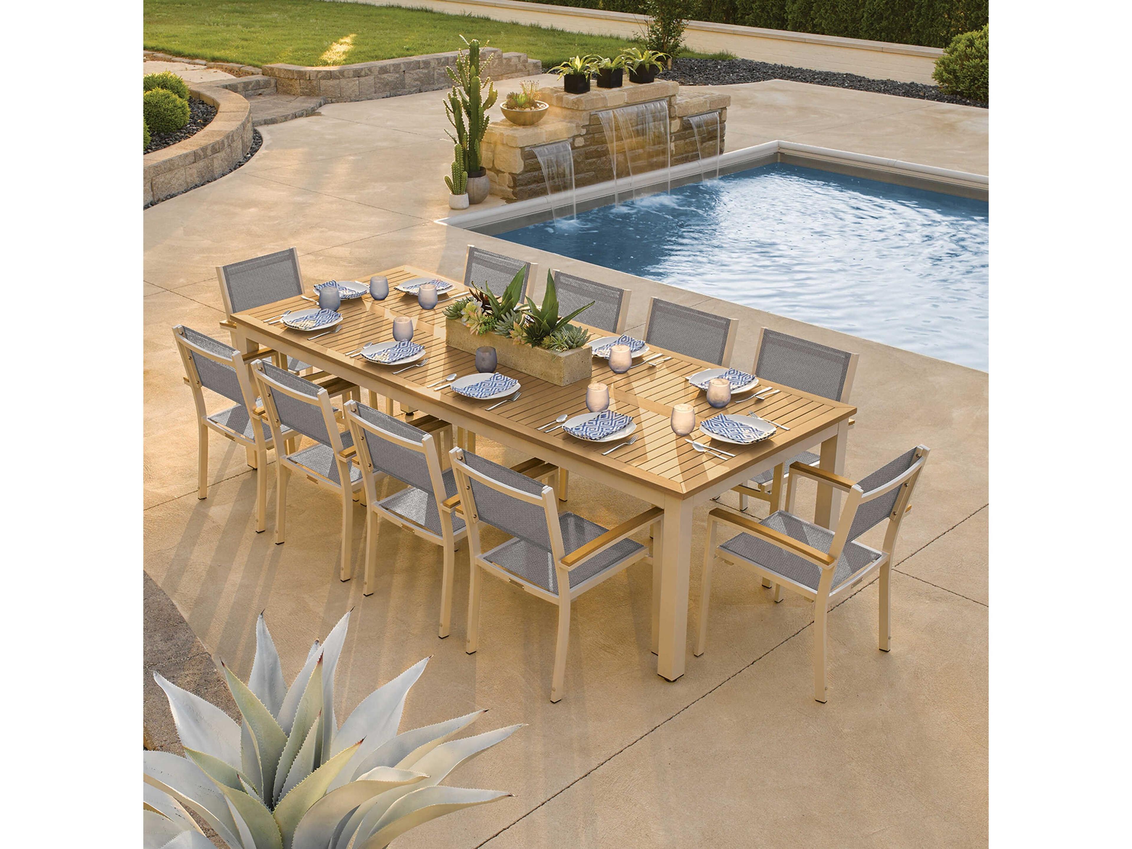 Oxford Garden Travira Flint Natural Titanium Aluminum Sling Dining Chair Set of 2