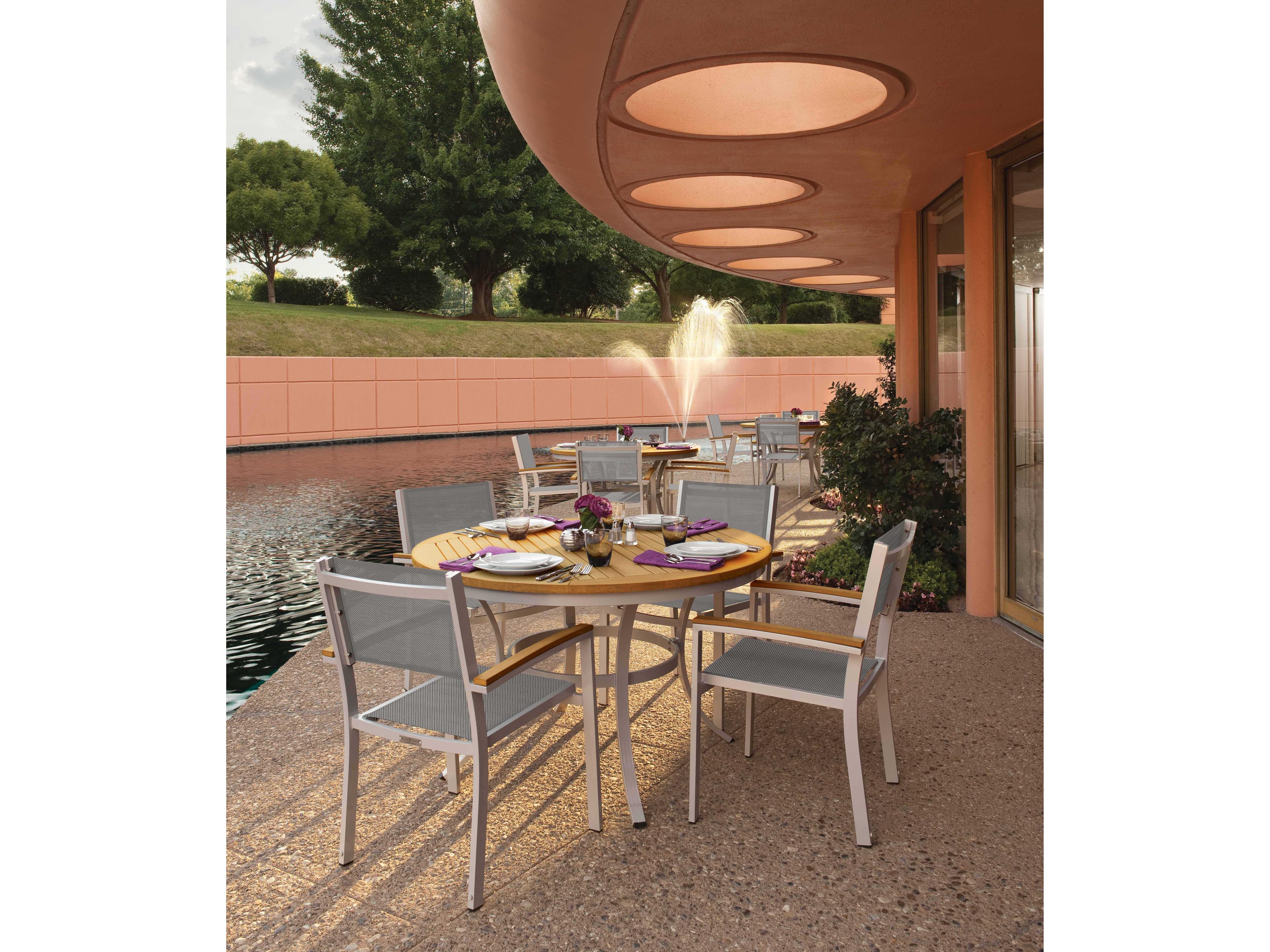 Oxford Garden Travira Flint Natural Titanium Aluminum Sling Dining Chair Set of 2