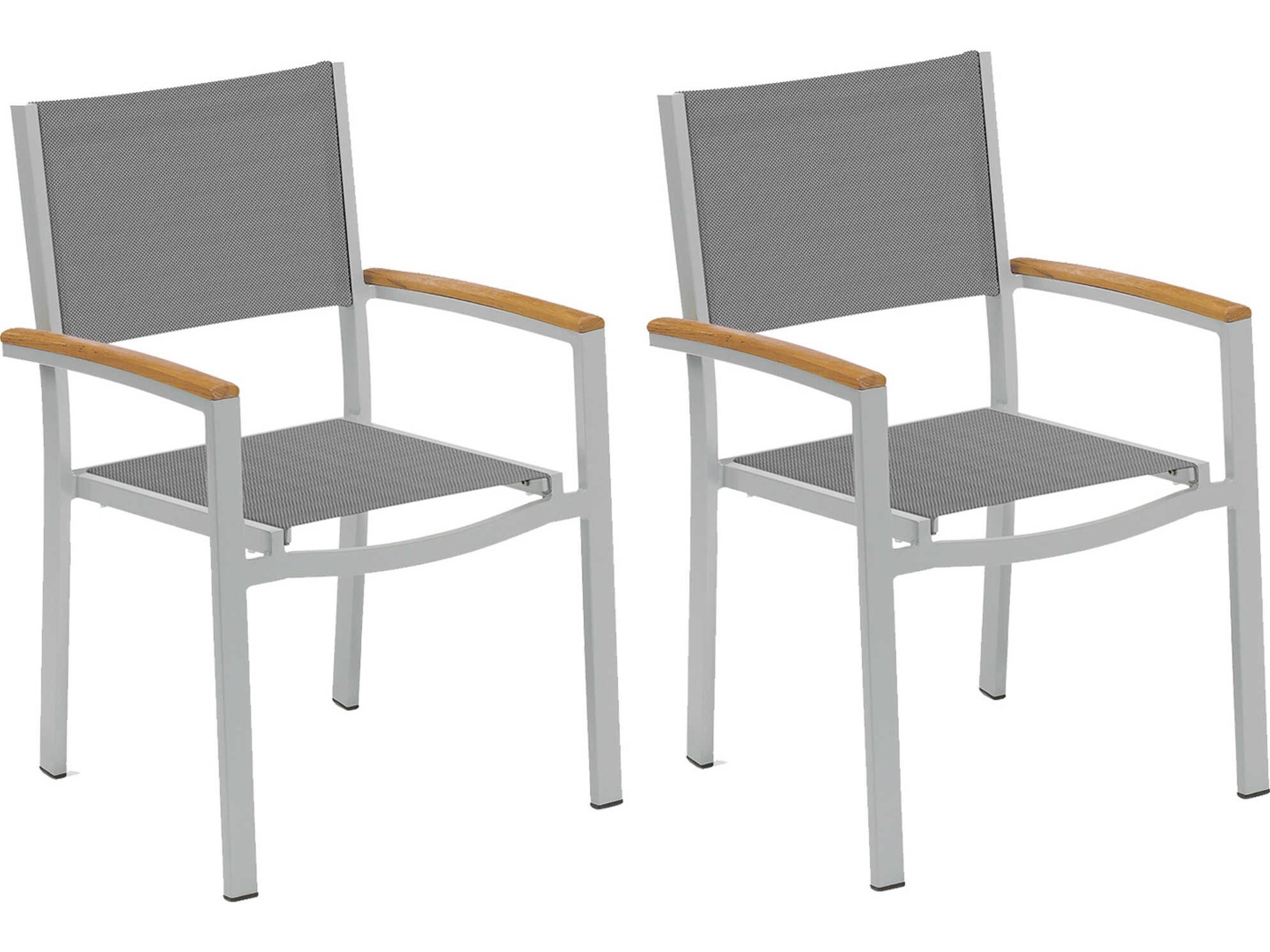 Travira Flint Natural Titanium Aluminum Sling Dining Chair Set of 2