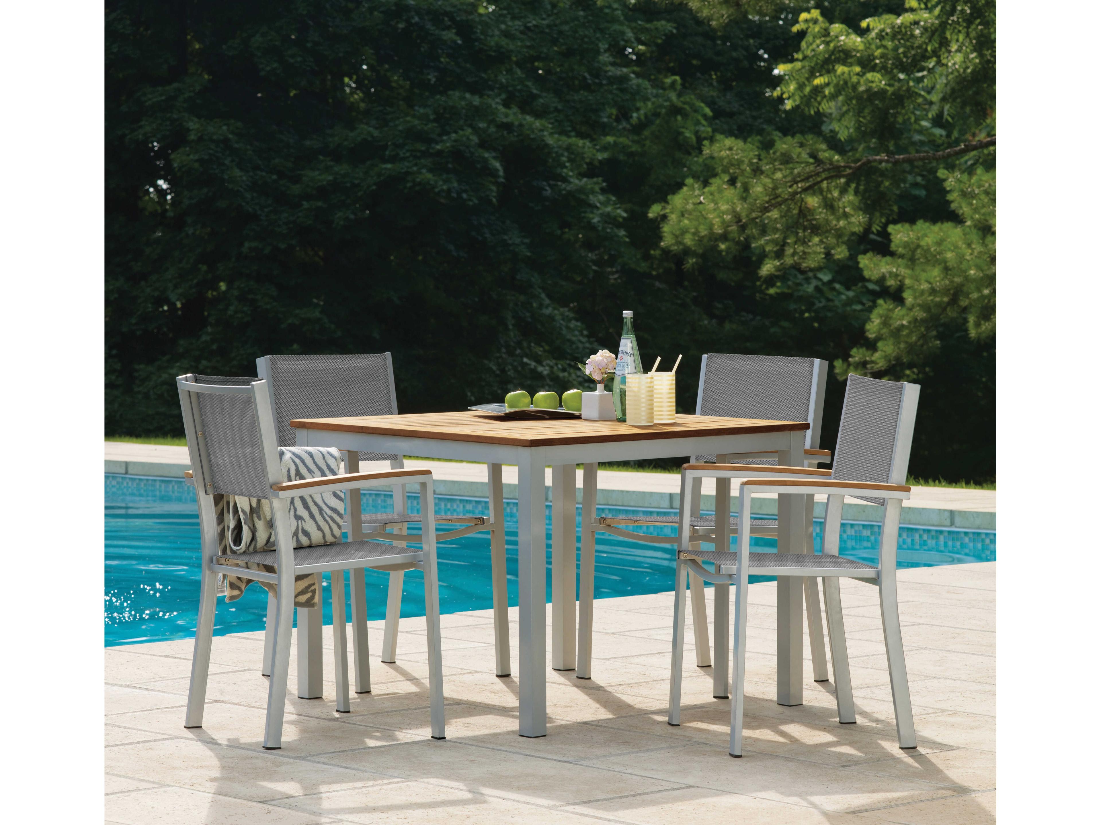 Oxford Garden Travira Flint Natural Titanium Aluminum Sling Dining Chair Set of 2