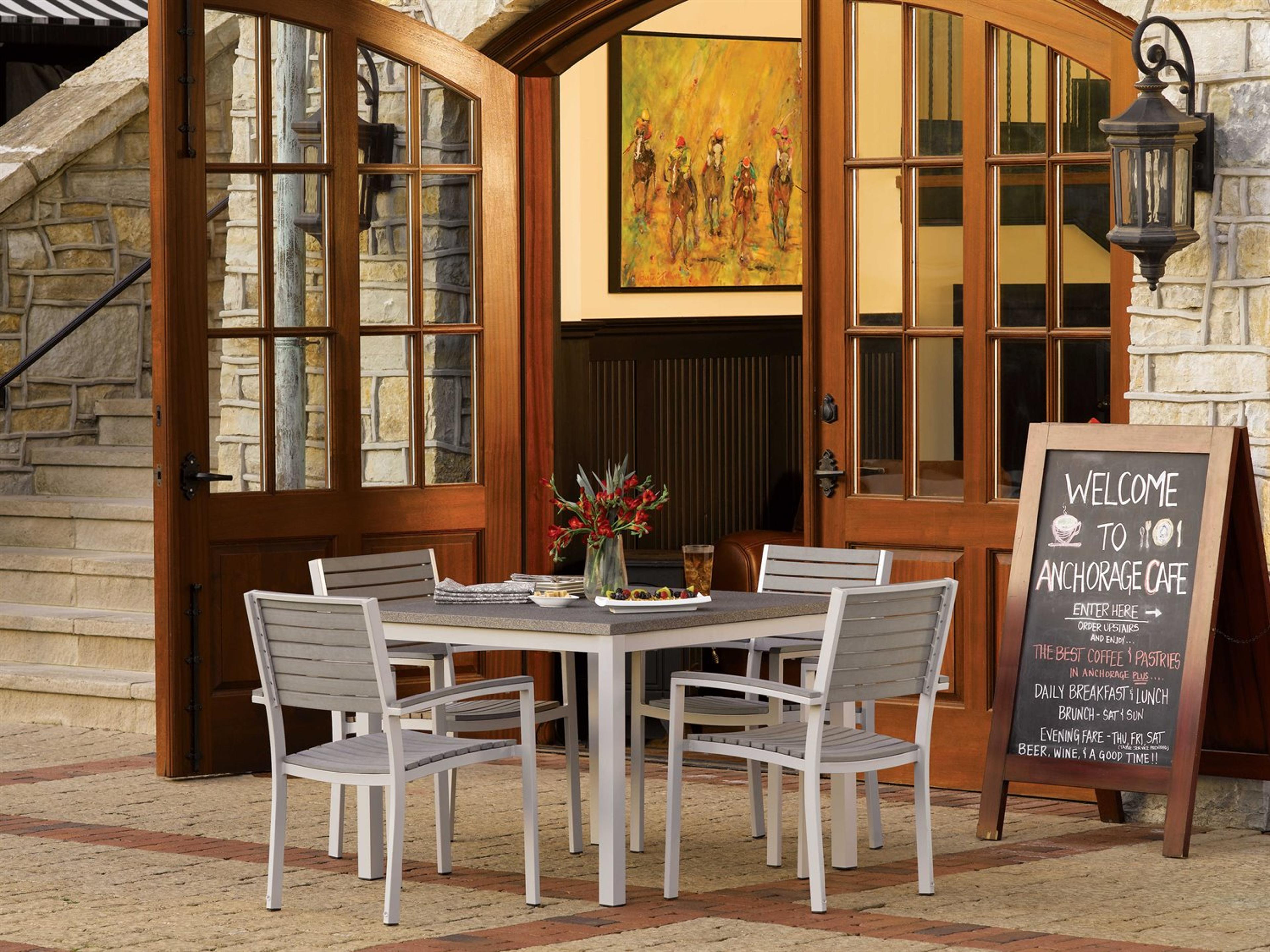 Oxford Garden Travira Aluminum Wood Dining Chair Set of 4