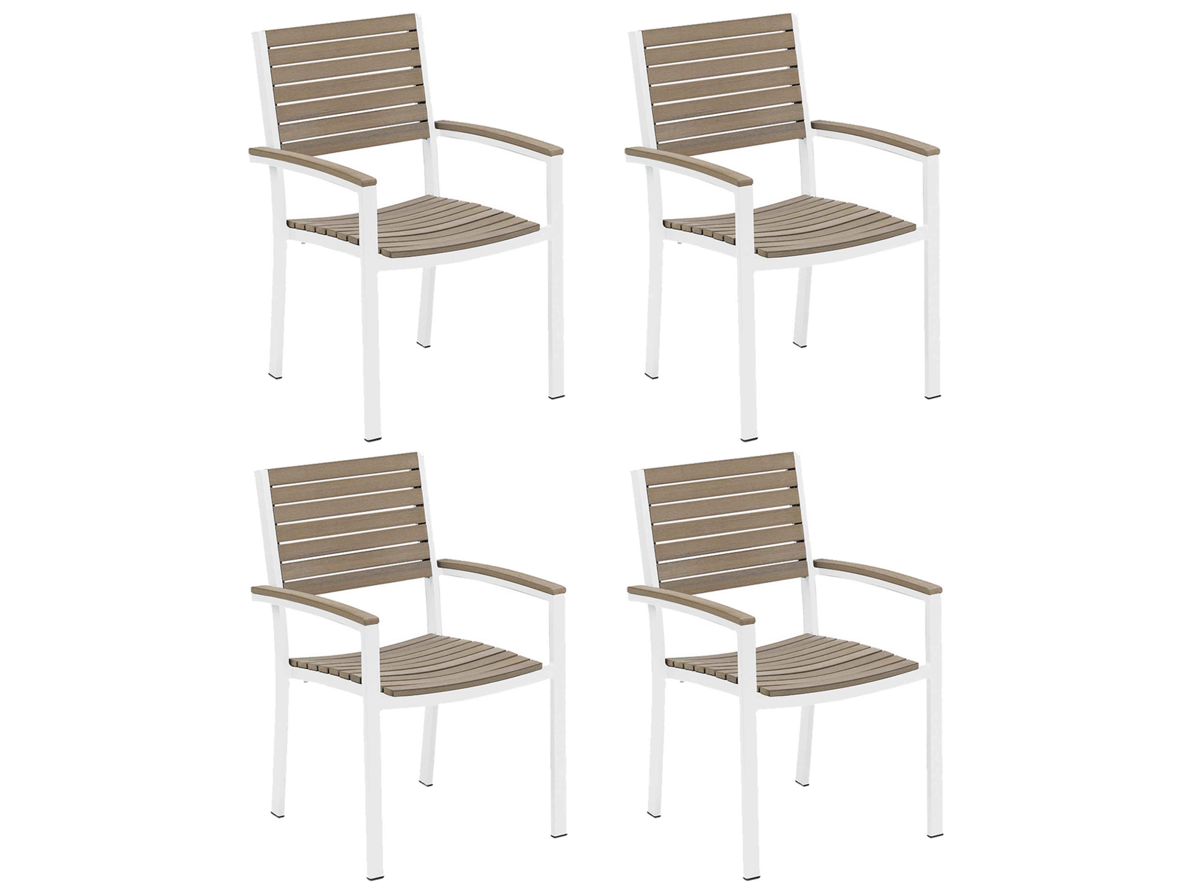 Travira Aluminum Chalk Stackable Patio Dining Arm Chair Set of 4