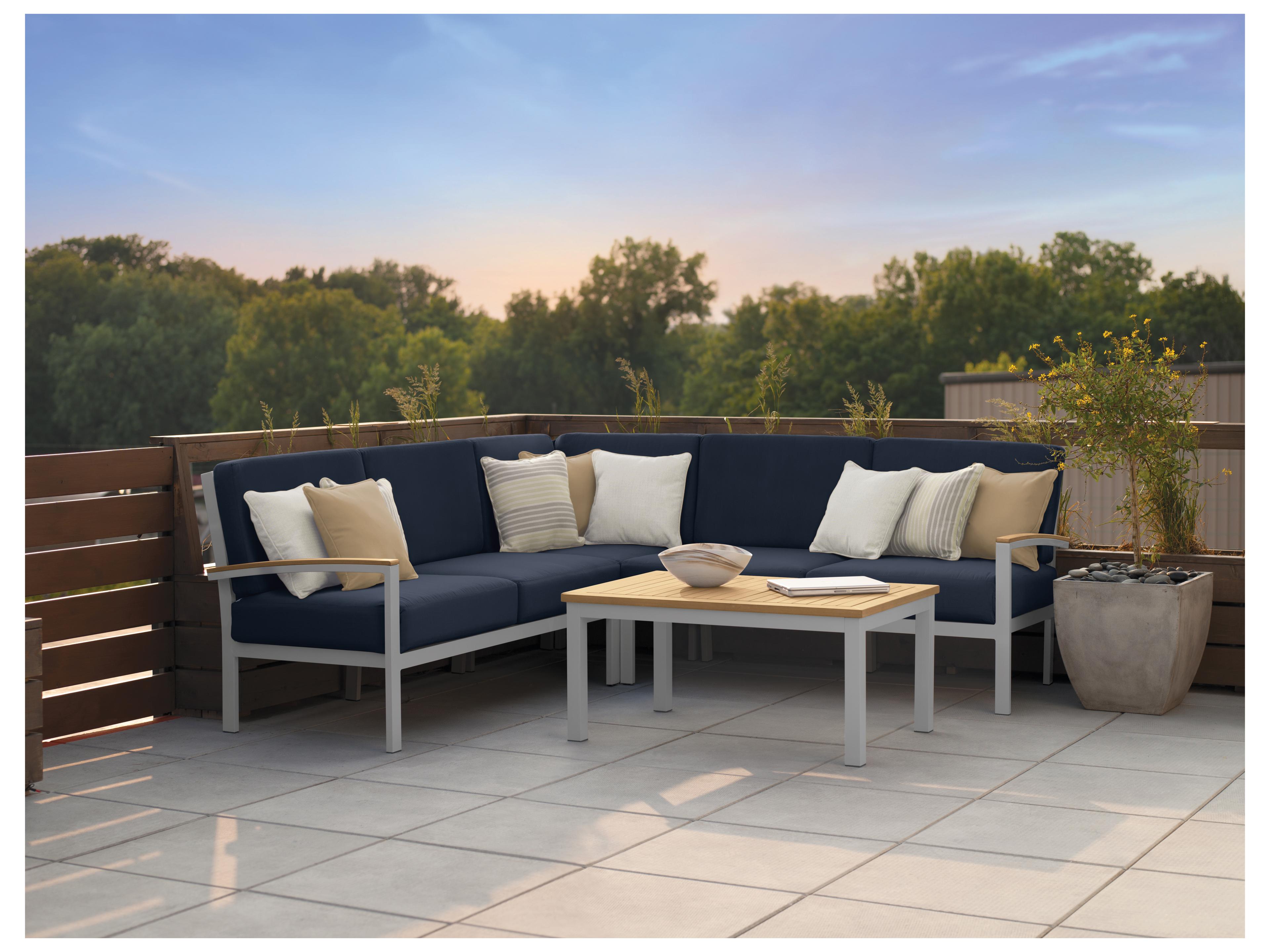 Oxford Garden Travira Aluminum Flint Modular Patio Lounge Chair with Midnight Blue Cushions