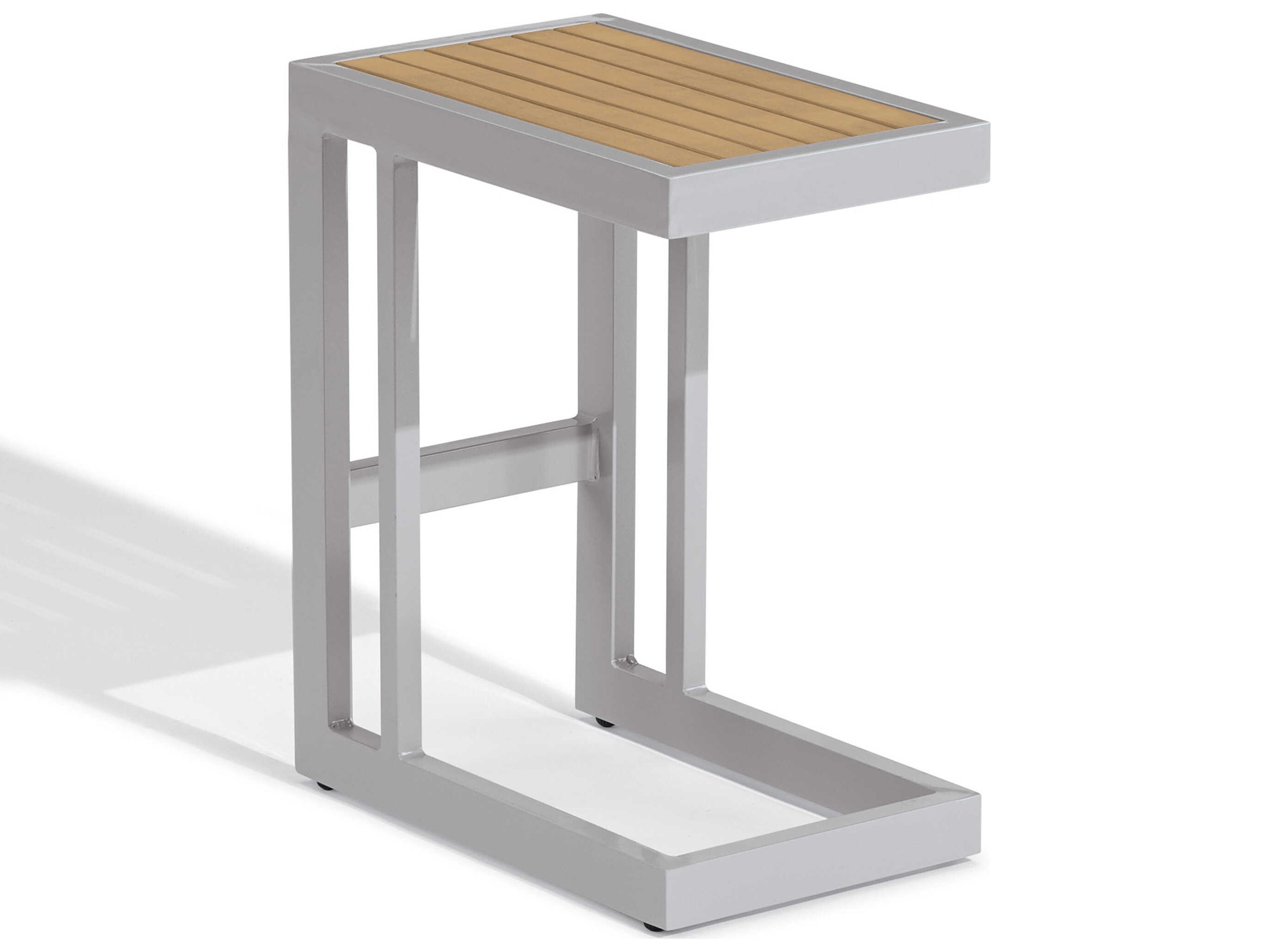 Travira Natural Flint Aluminum Rectangular End Table