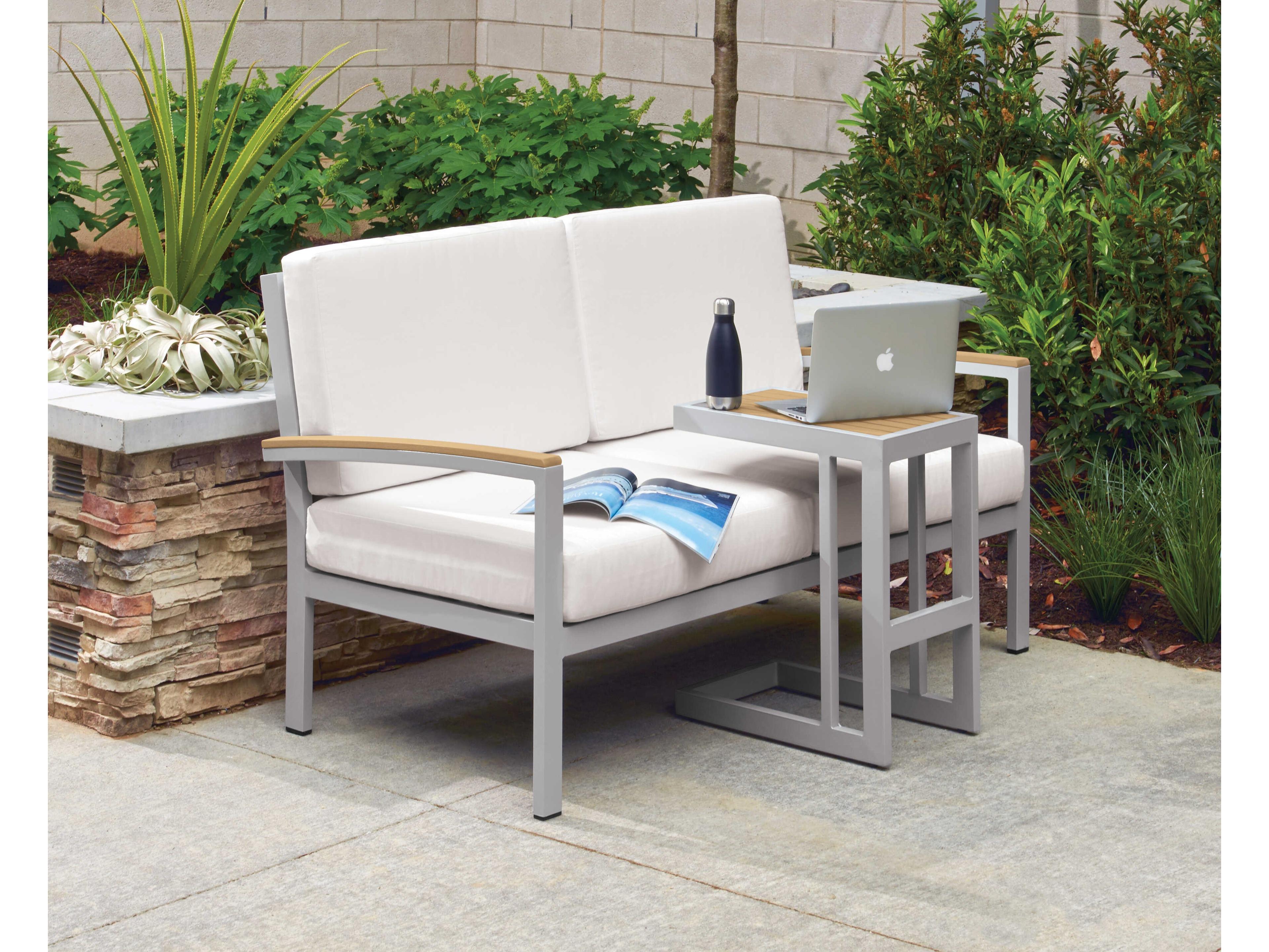 Oxford Garden Travira Natural Flint Aluminum Rectangular End Table