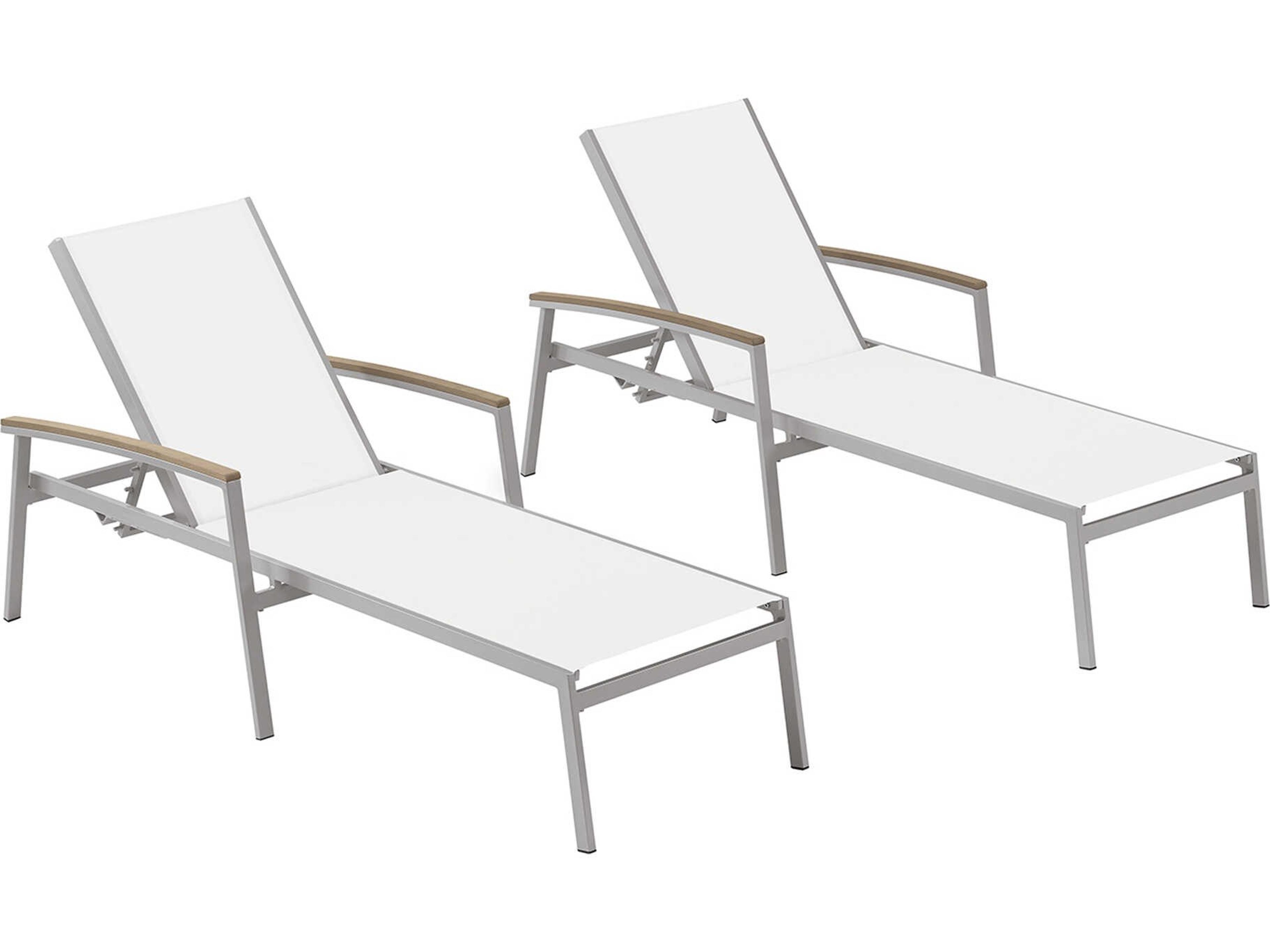 Oxford Garden Travira Aluminum Sling Chaise Lounge Set of 2