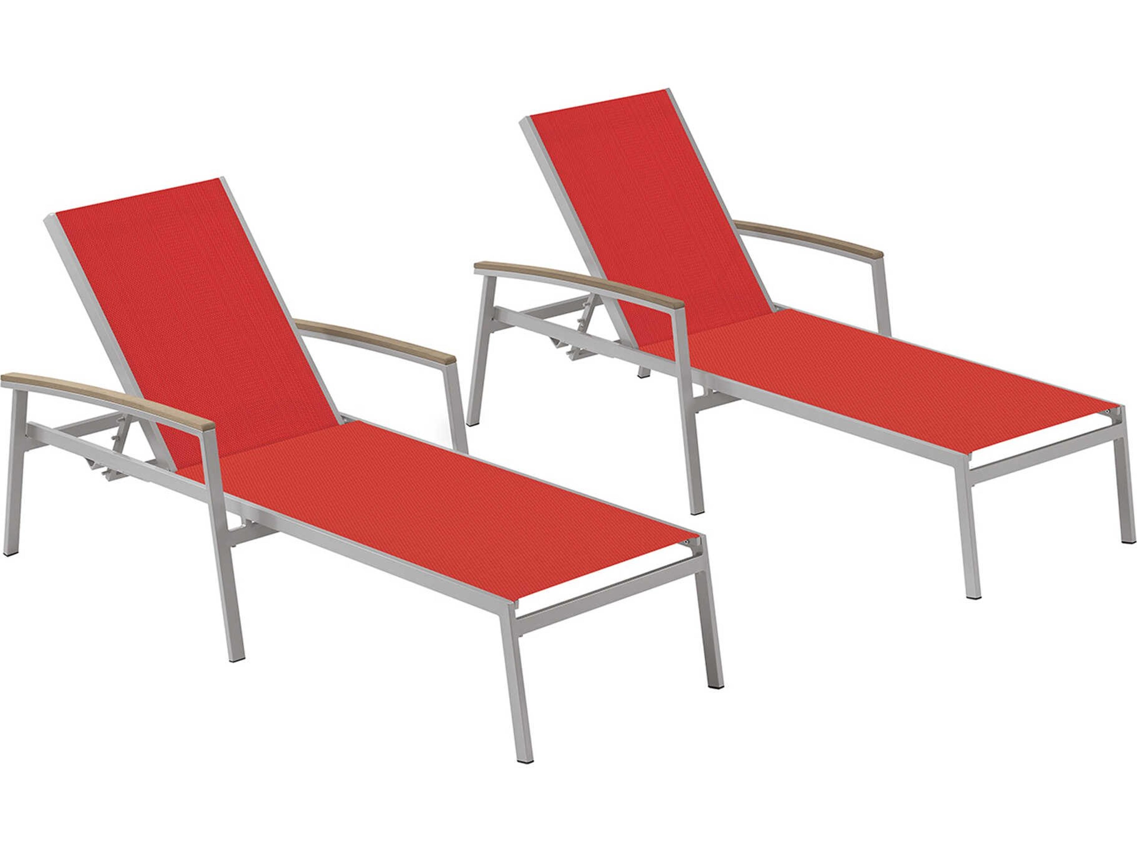 Oxford Garden Travira Aluminum Sling Chaise Lounge Set of 2