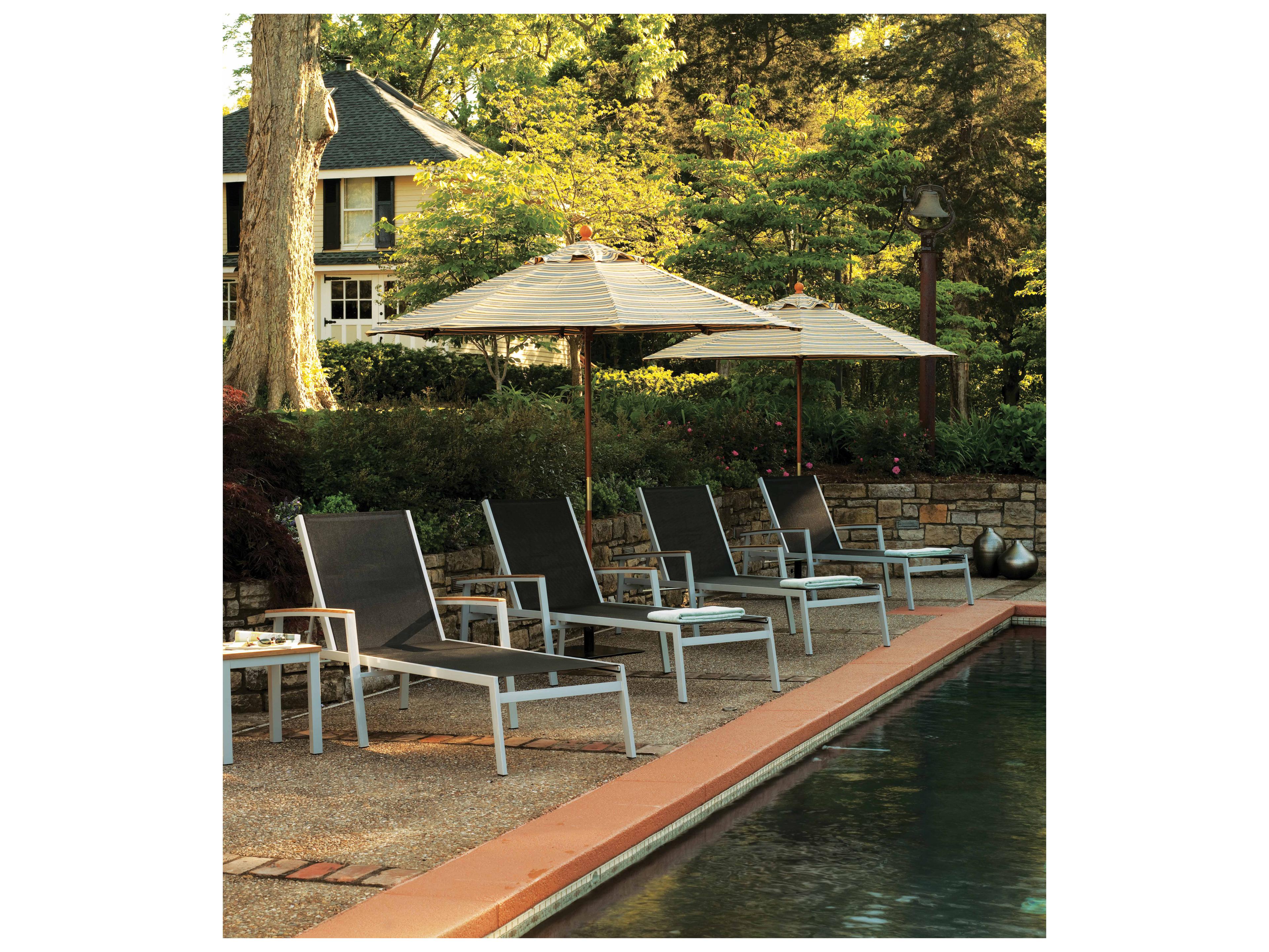 Oxford Garden Travira Aluminum Flint Stackable Outdoor Patio Chaise Lounge with Black Sling Set of 2