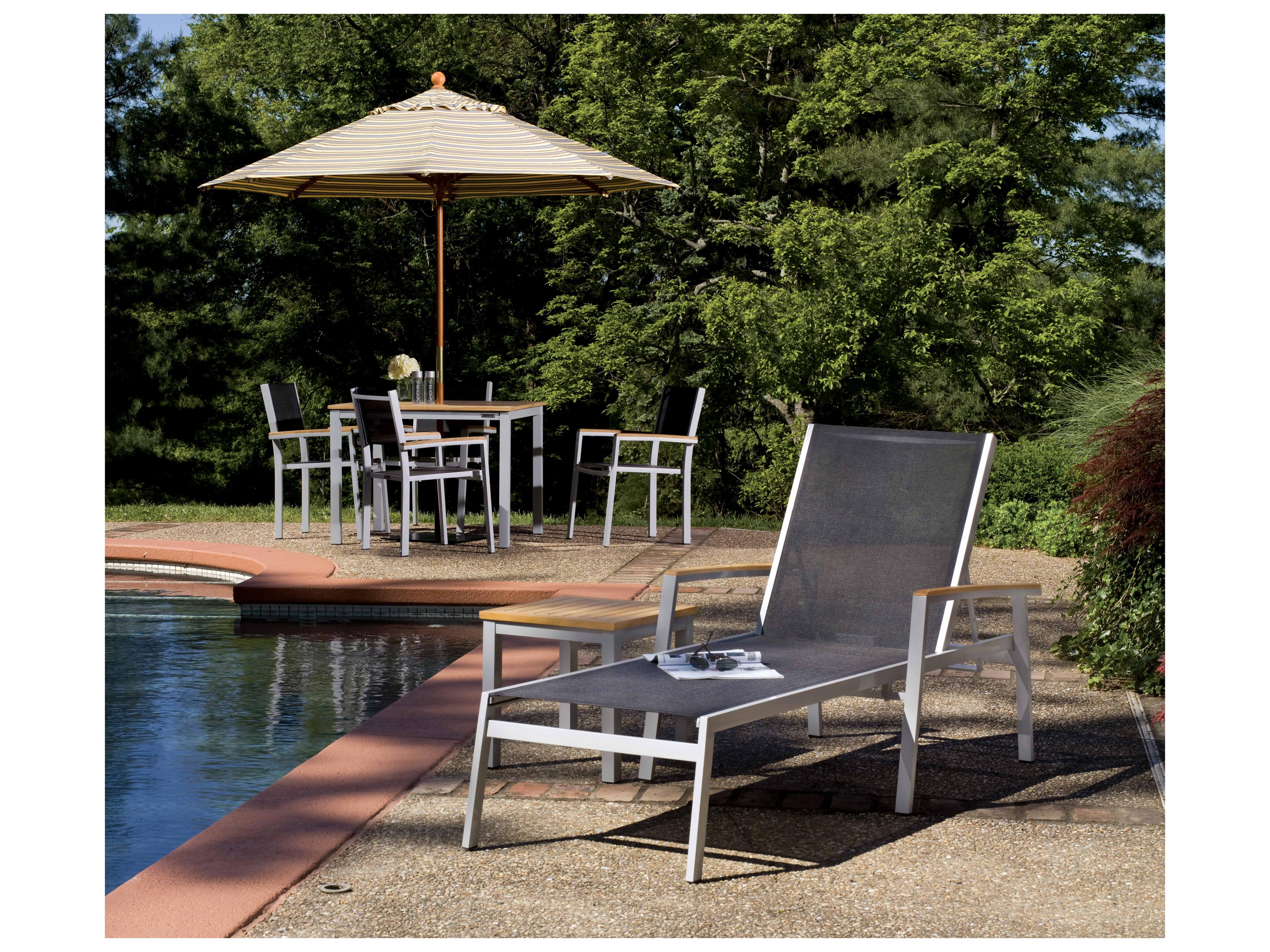 Oxford Garden Travira Aluminum Flint Stackable Patio Chaise Lounge with Black Sling Set of 4