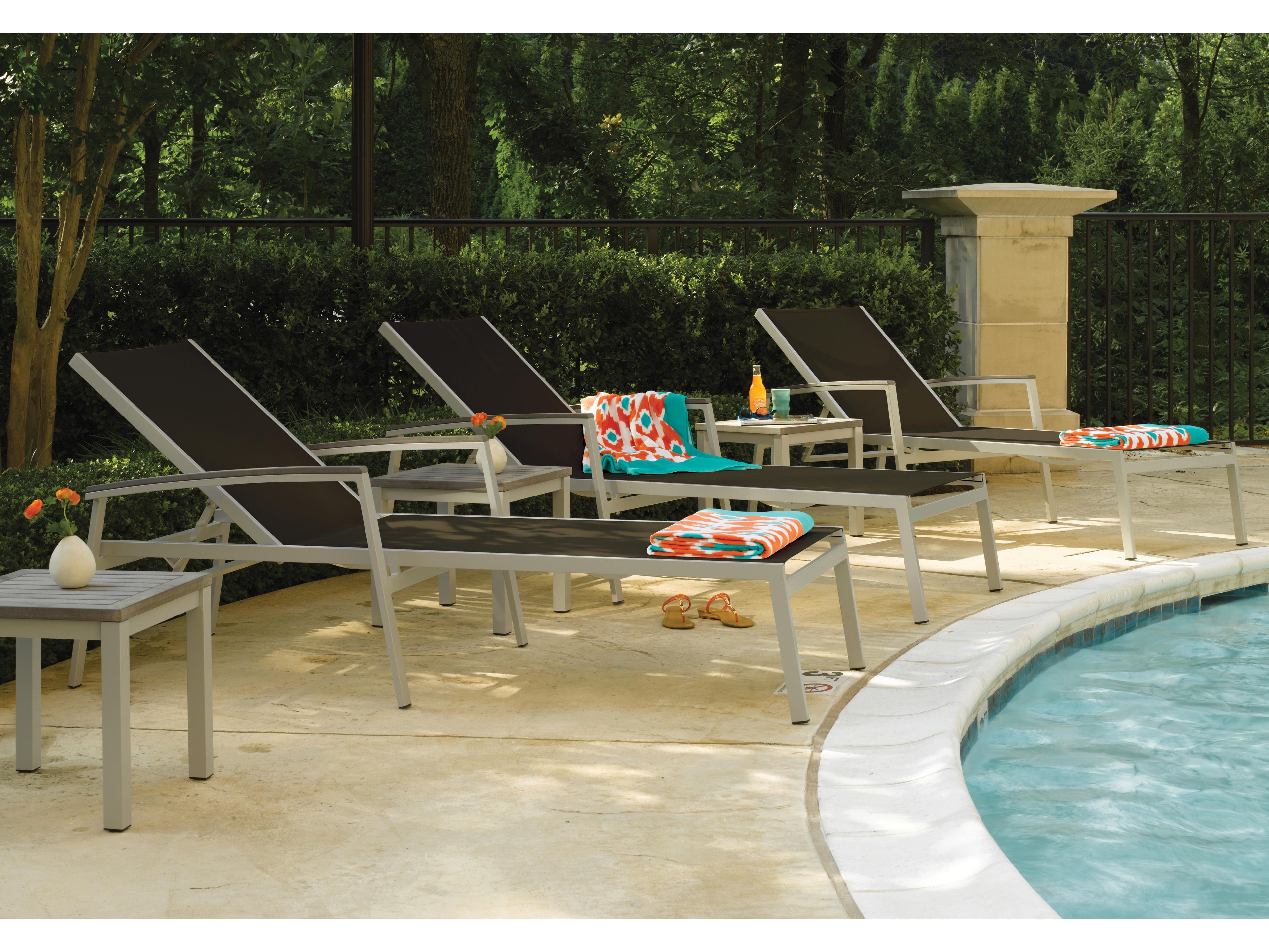 Oxford Garden Travira Aluminum Flint Stackable Outdoor Chaise Lounge with Black Sling Set of 2