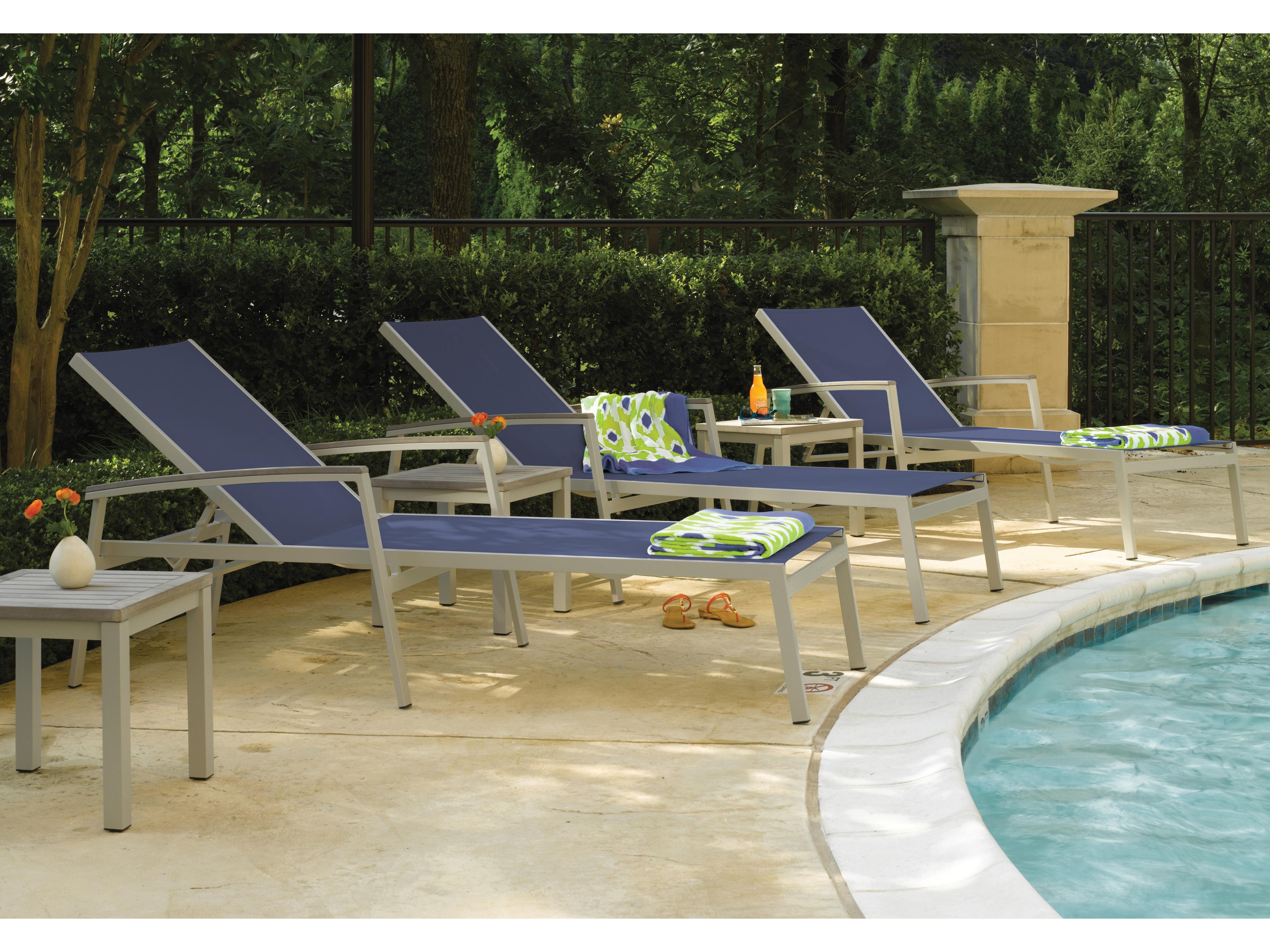 Oxford Garden Travira Aluminum Flint Stackable Outdoor Chaise Lounge with Ink Pen Sling Set of 2