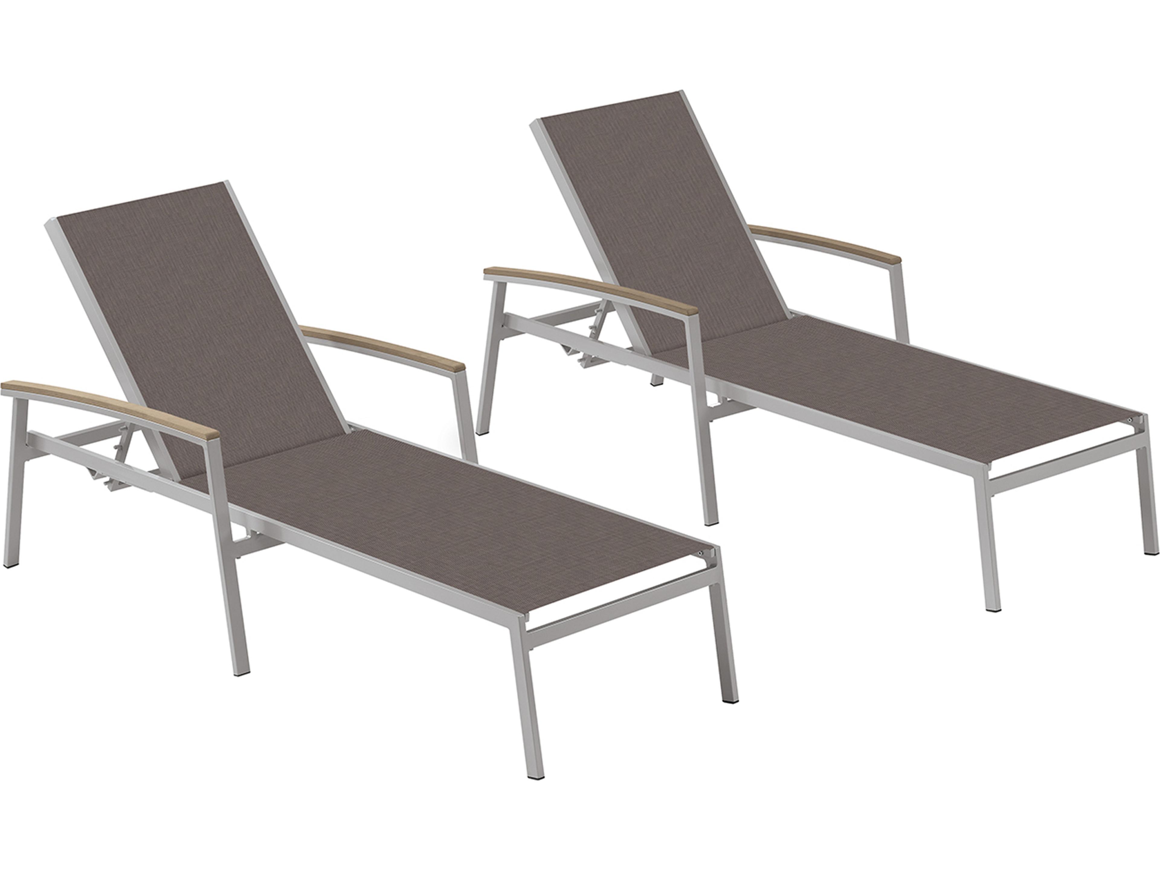 Travira Aluminum Flint Stackable Patio Chaise Lounge with Cocoa Sling Set of 2