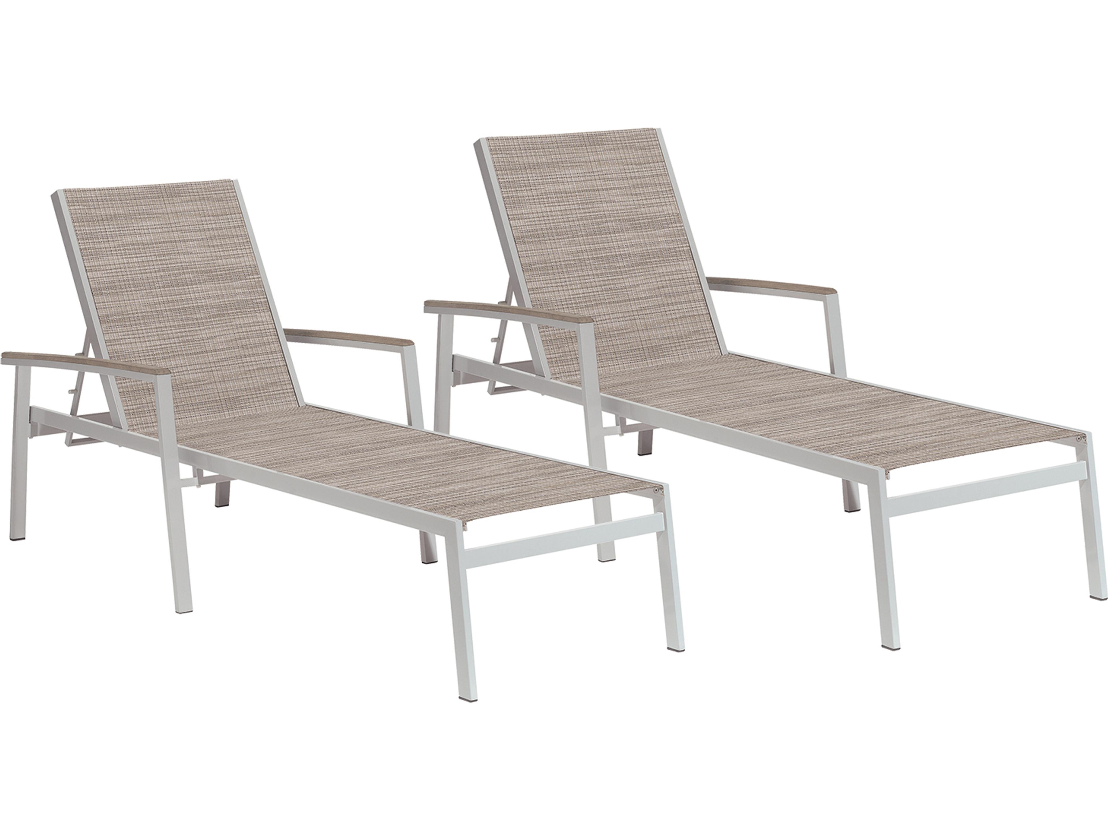 Travira Aluminum Flint Stackable Outdoor Patio Chaise Lounge with Bellows Sling Set of 2