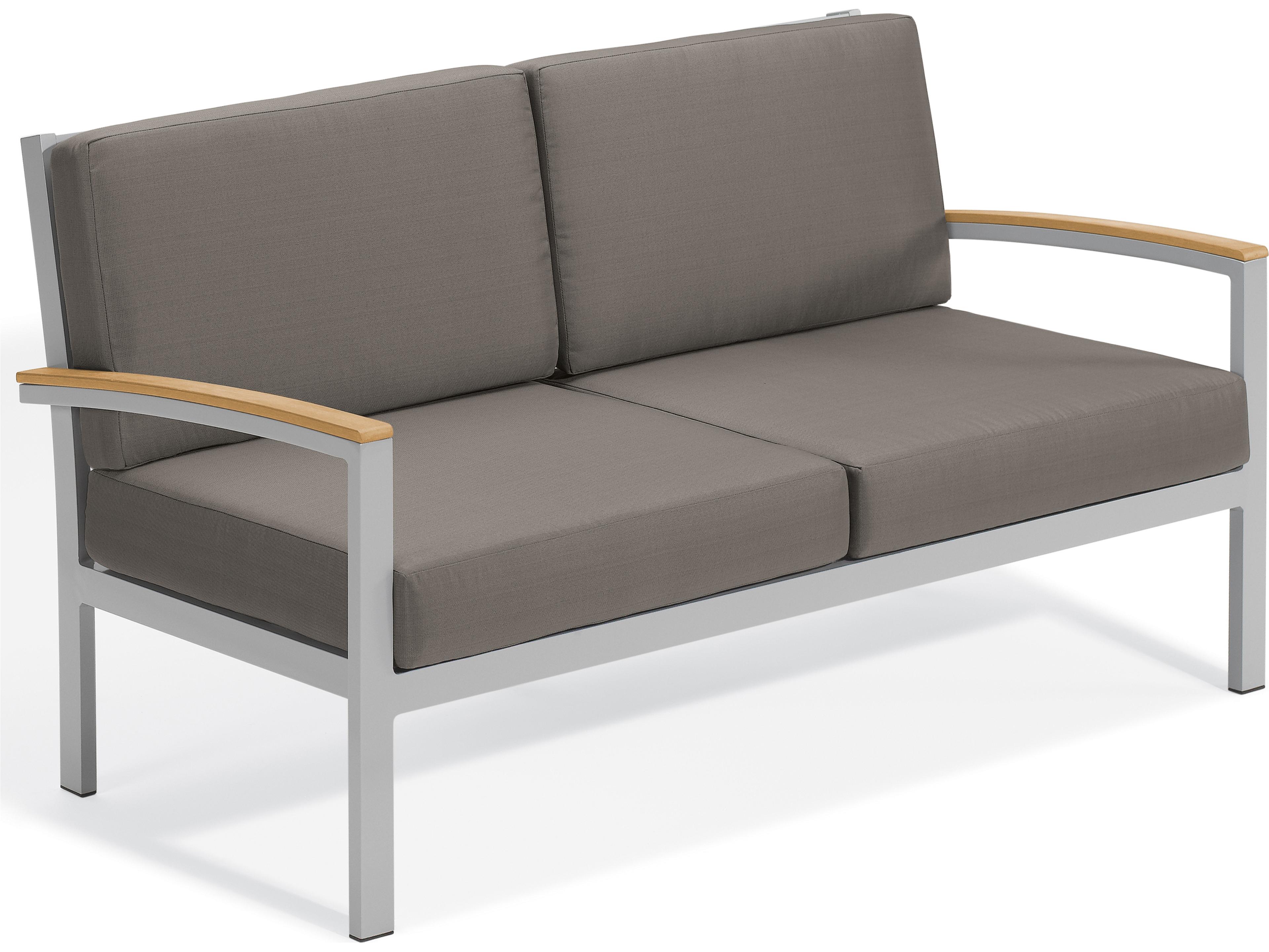 Travira Aluminum Flint Patio Loveseat with Stone Cushions