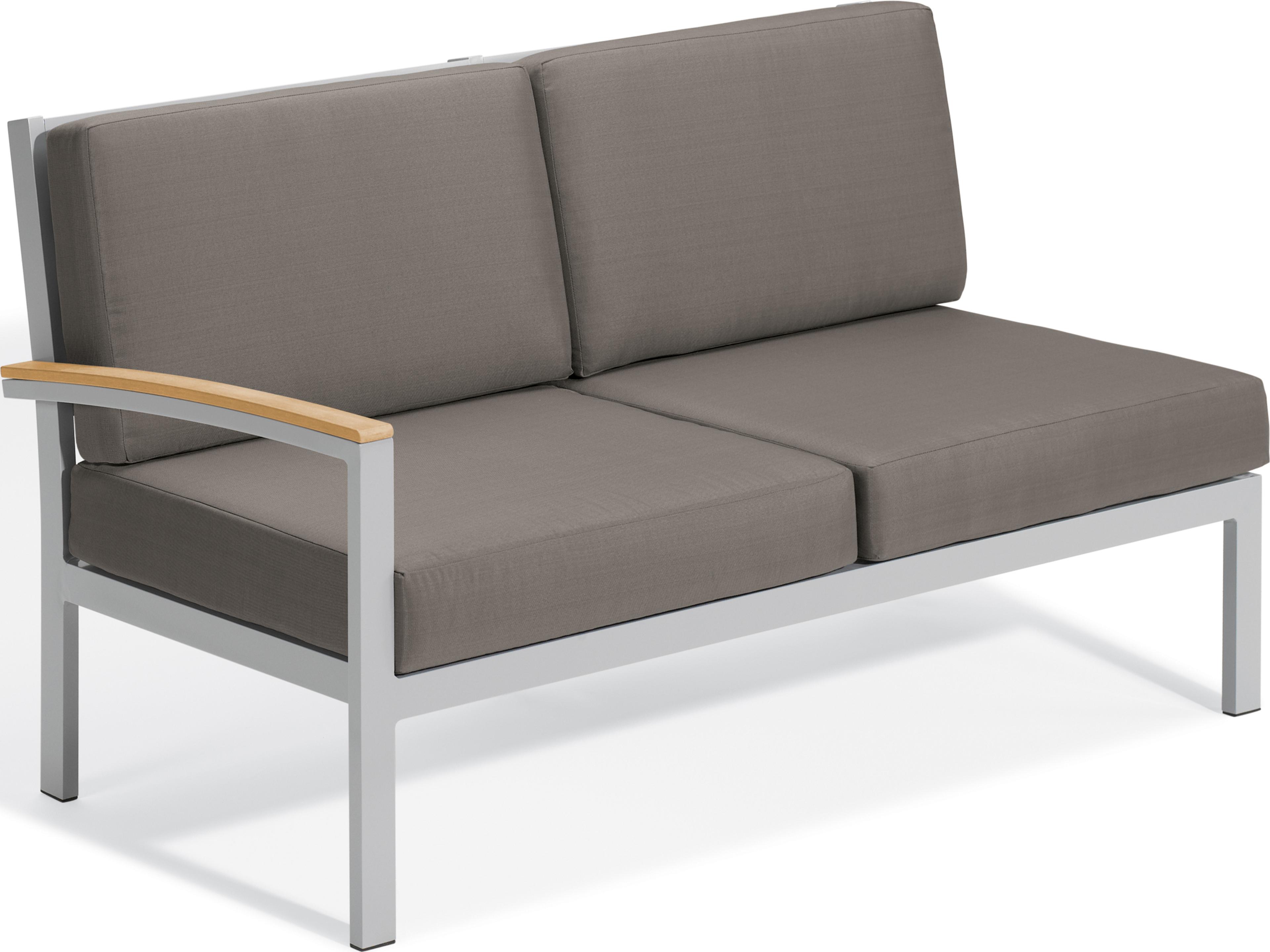 Travira Aluminum Flint Right Arm Patio Loveseat with Stone Cushions