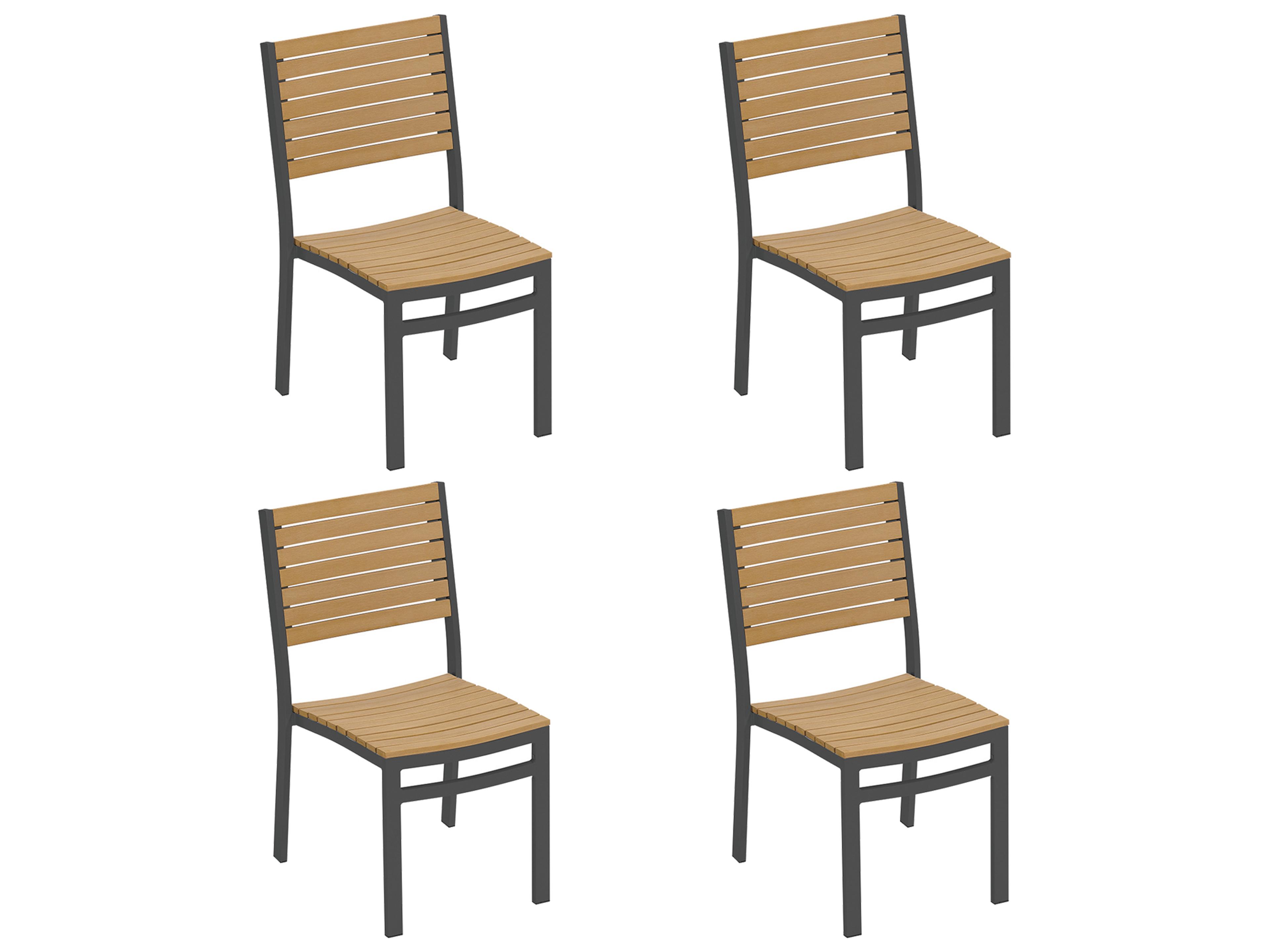 Travira Aluminum Carbon Stackable Patio Dining Side Chair Set of 4