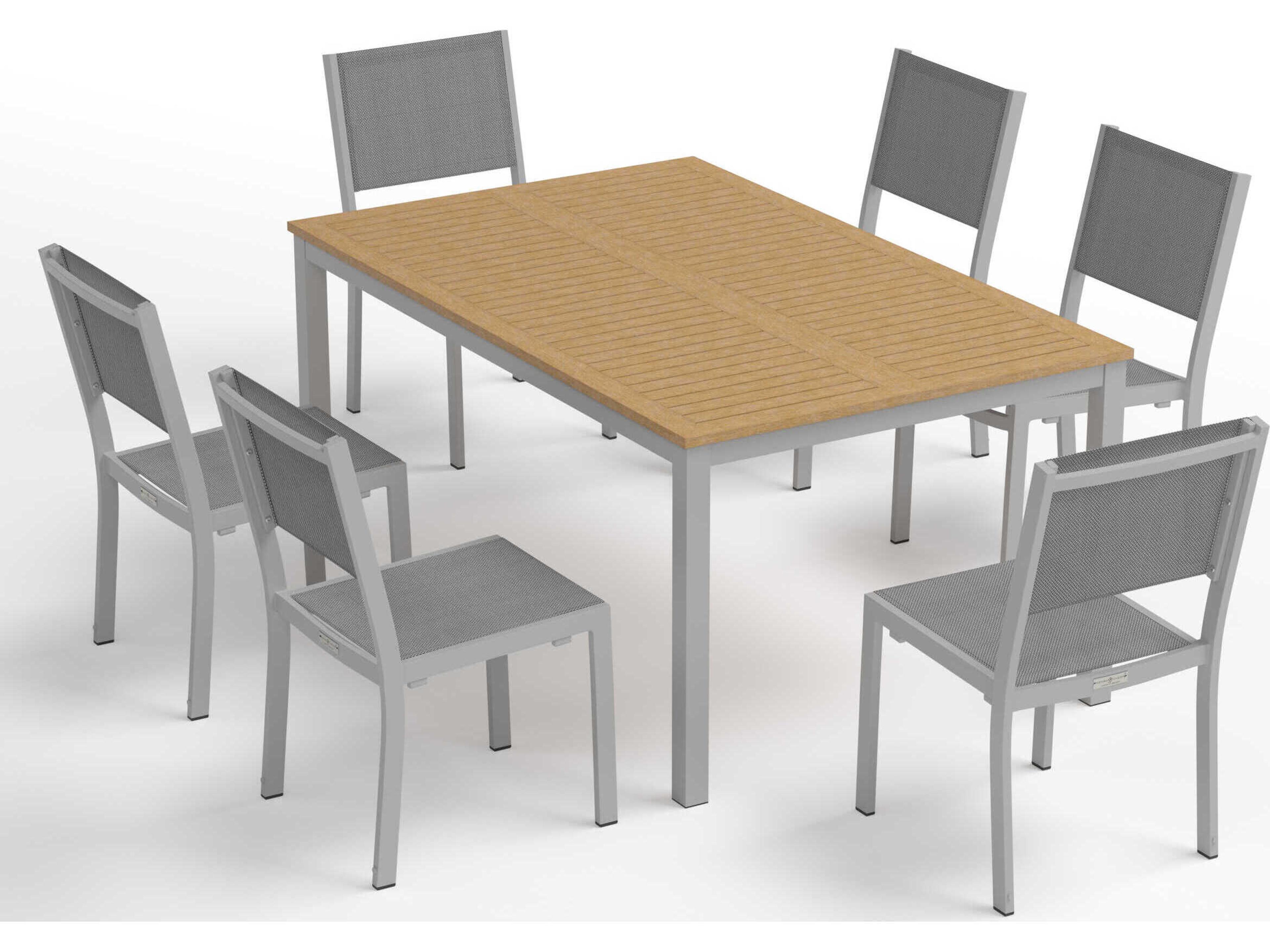 Oxford Garden Travira Aluminum Flint Outdoor Patio Dining Side Chair with Titanium Sling Set of 4