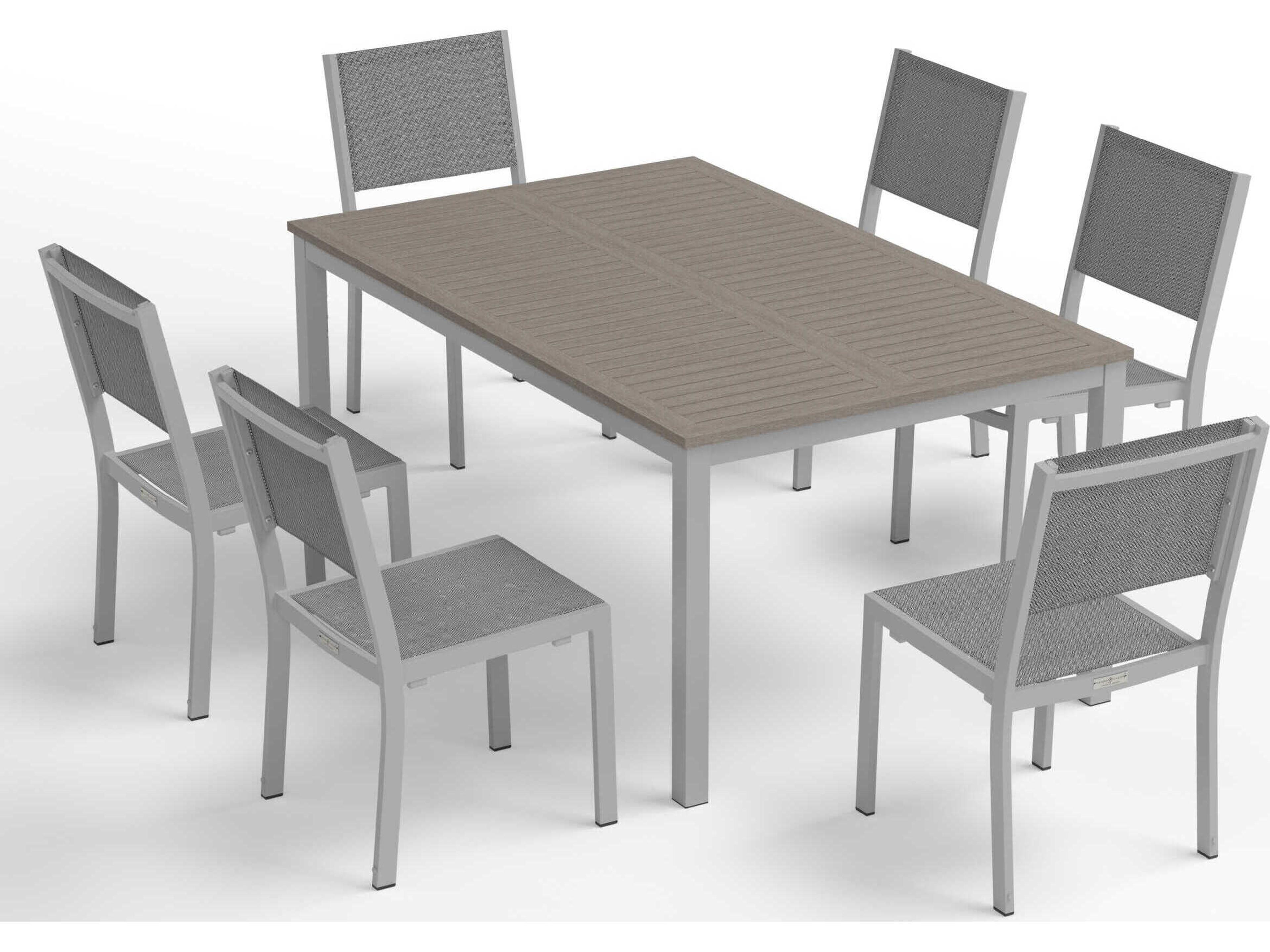 Oxford Garden Travira Aluminum Flint Outdoor Patio Dining Side Chair with Titanium Sling Set of 4