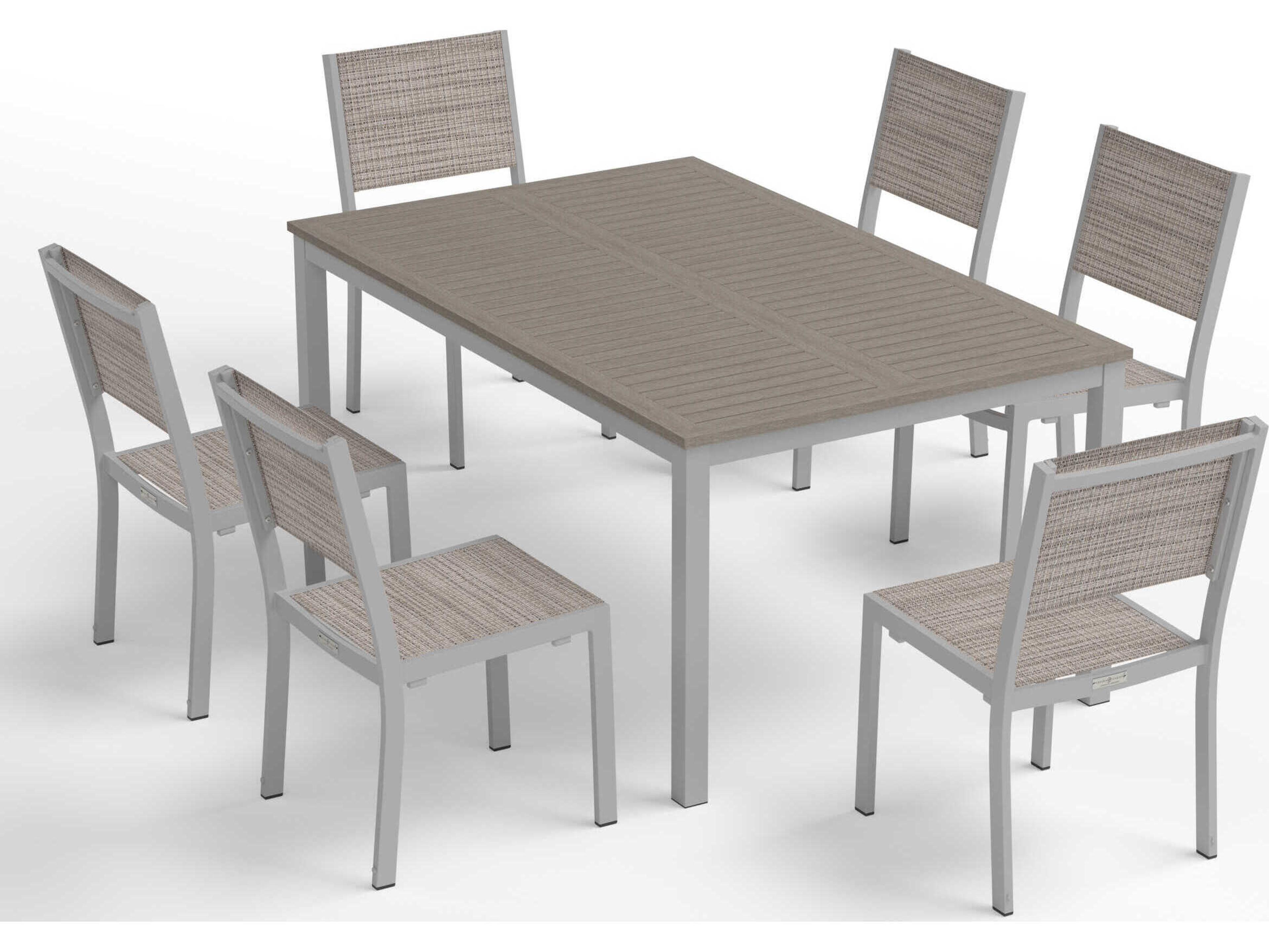 Oxford Garden Travira Aluminum Carbon Patio Dining Side Chair with Bellows Sling Set of 2