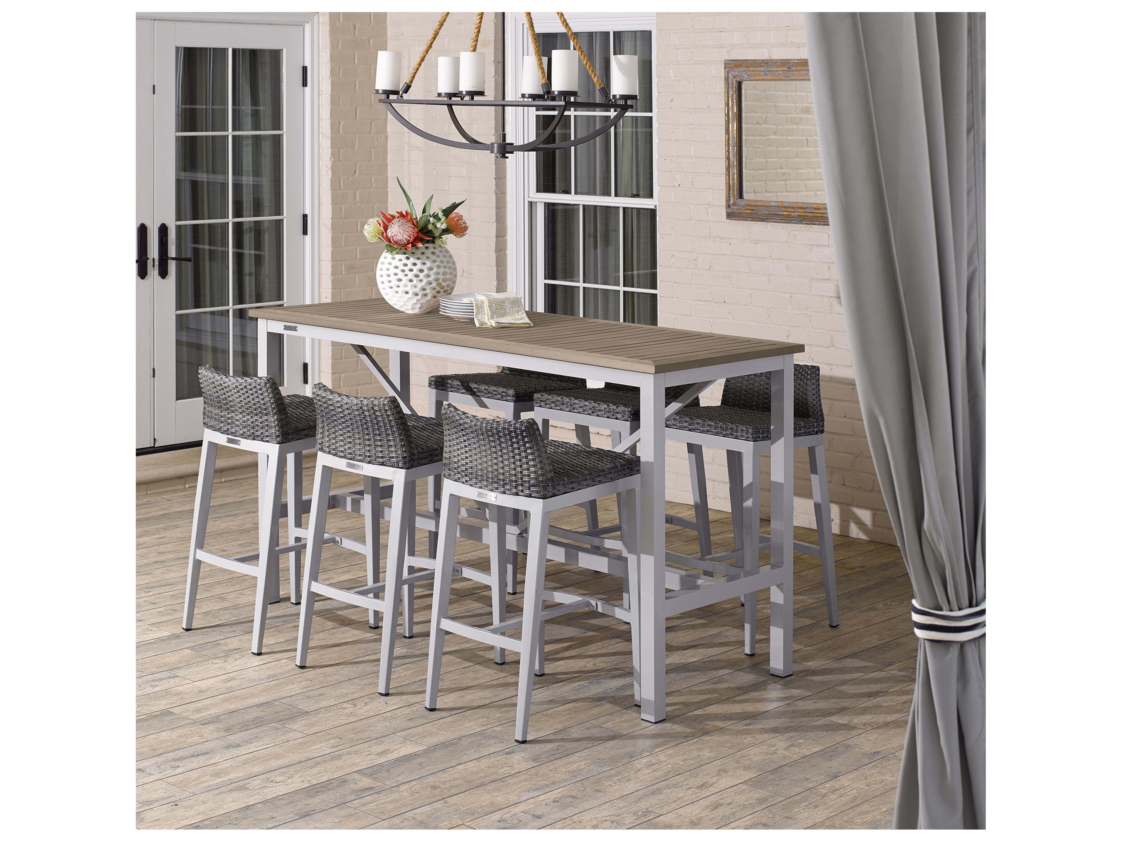 Oxford Garden Argento Wicker Outdoor Patio Bar Stool Set of 2