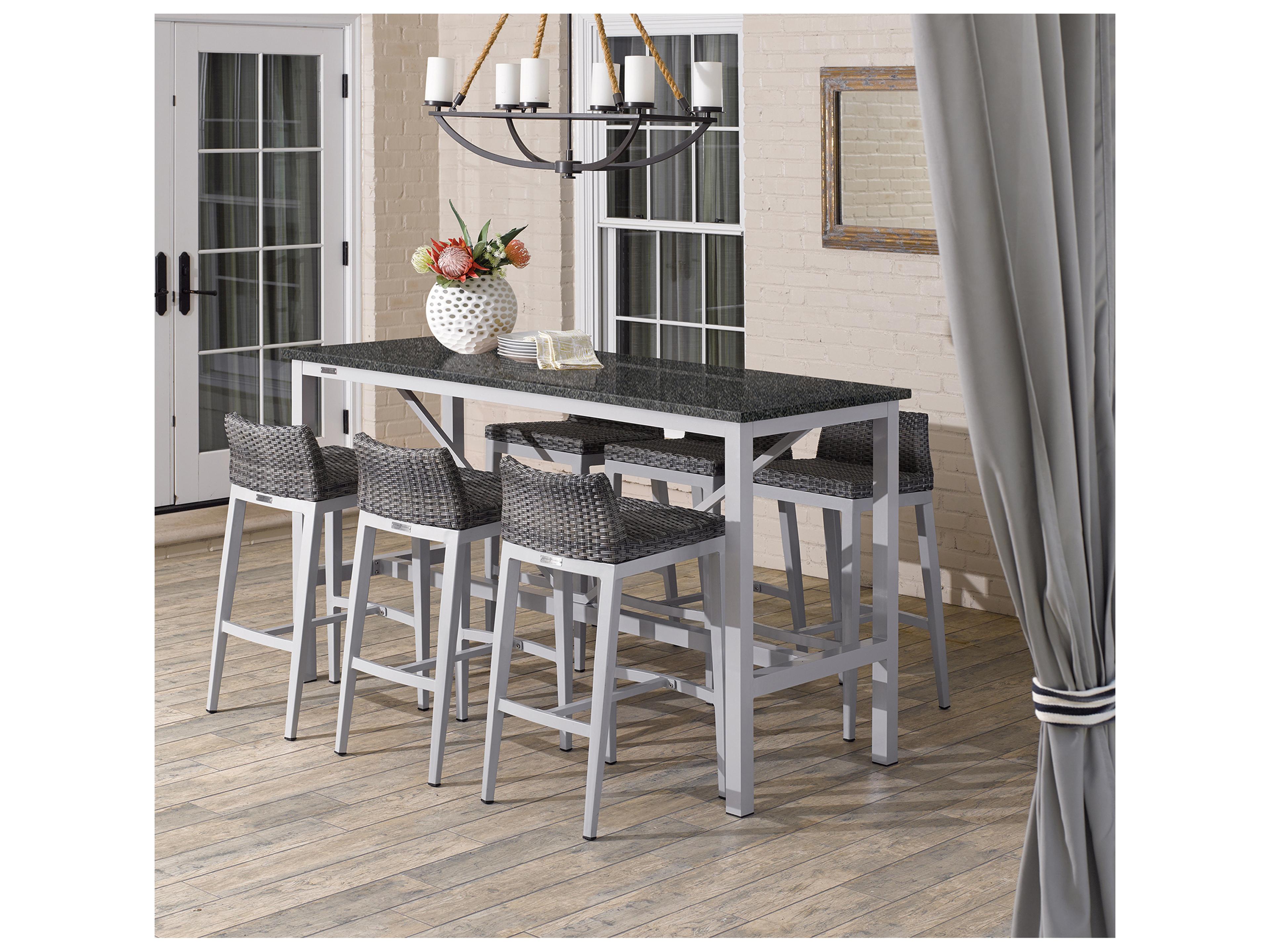 Oxford Garden Argento Wicker Outdoor Patio Bar Stool Set of 2