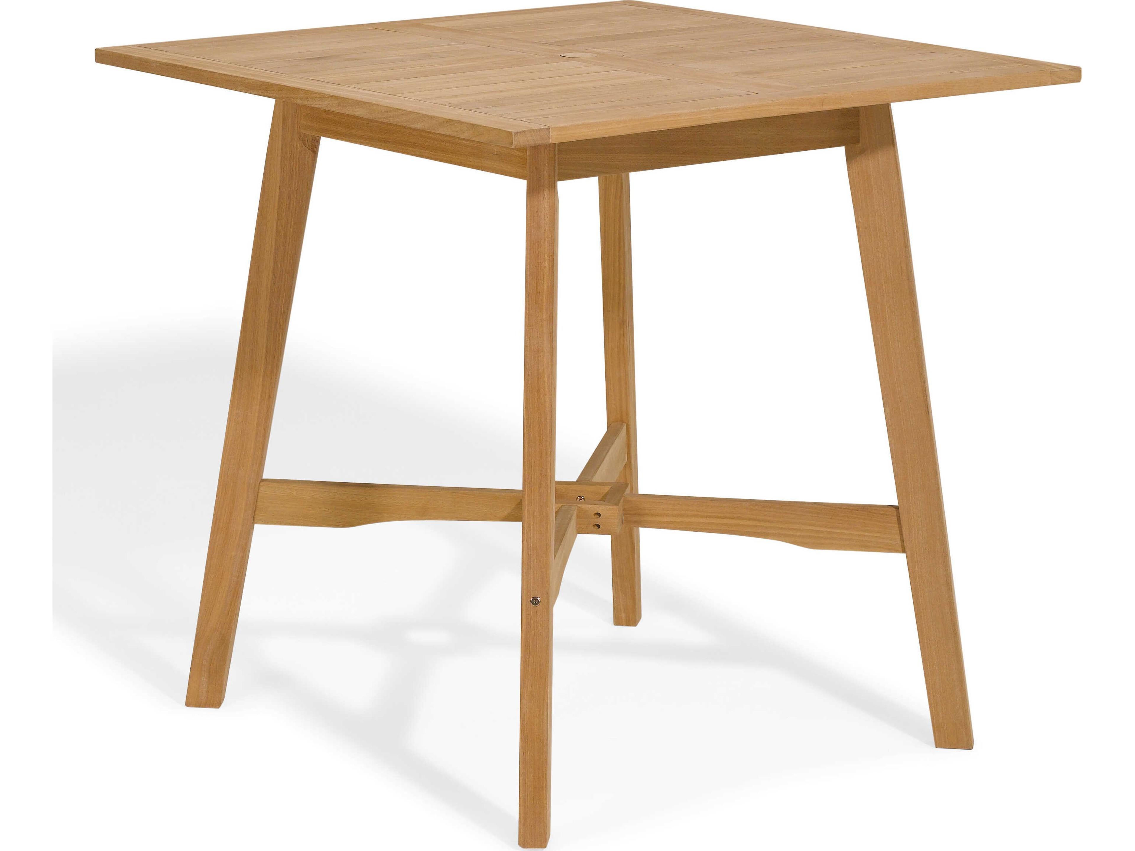 Wexford Natural Wood Square Umbrella Hole Bar Table