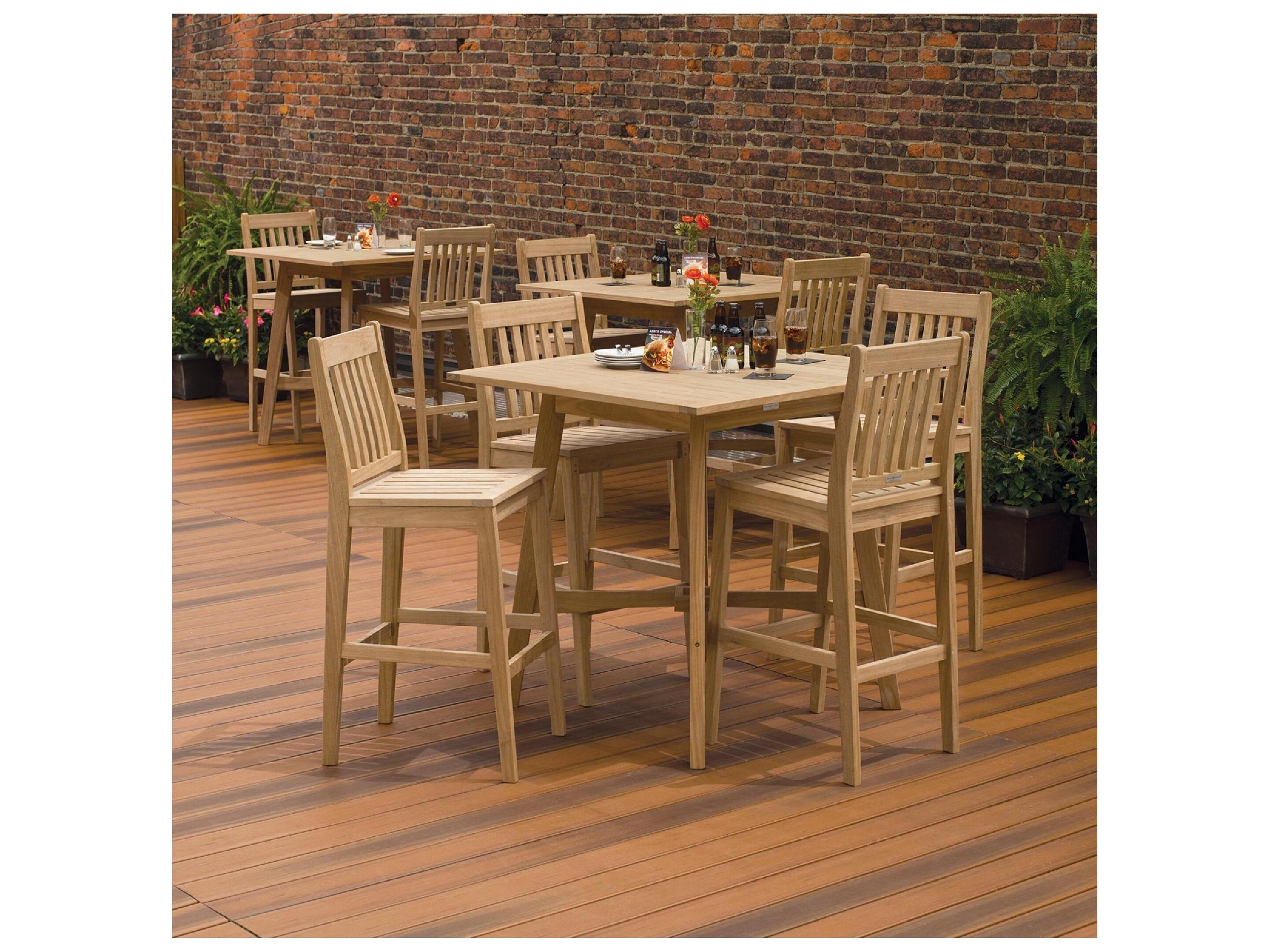 Oxford Garden Wexford Natural Wood Square Umbrella Hole Bar Table