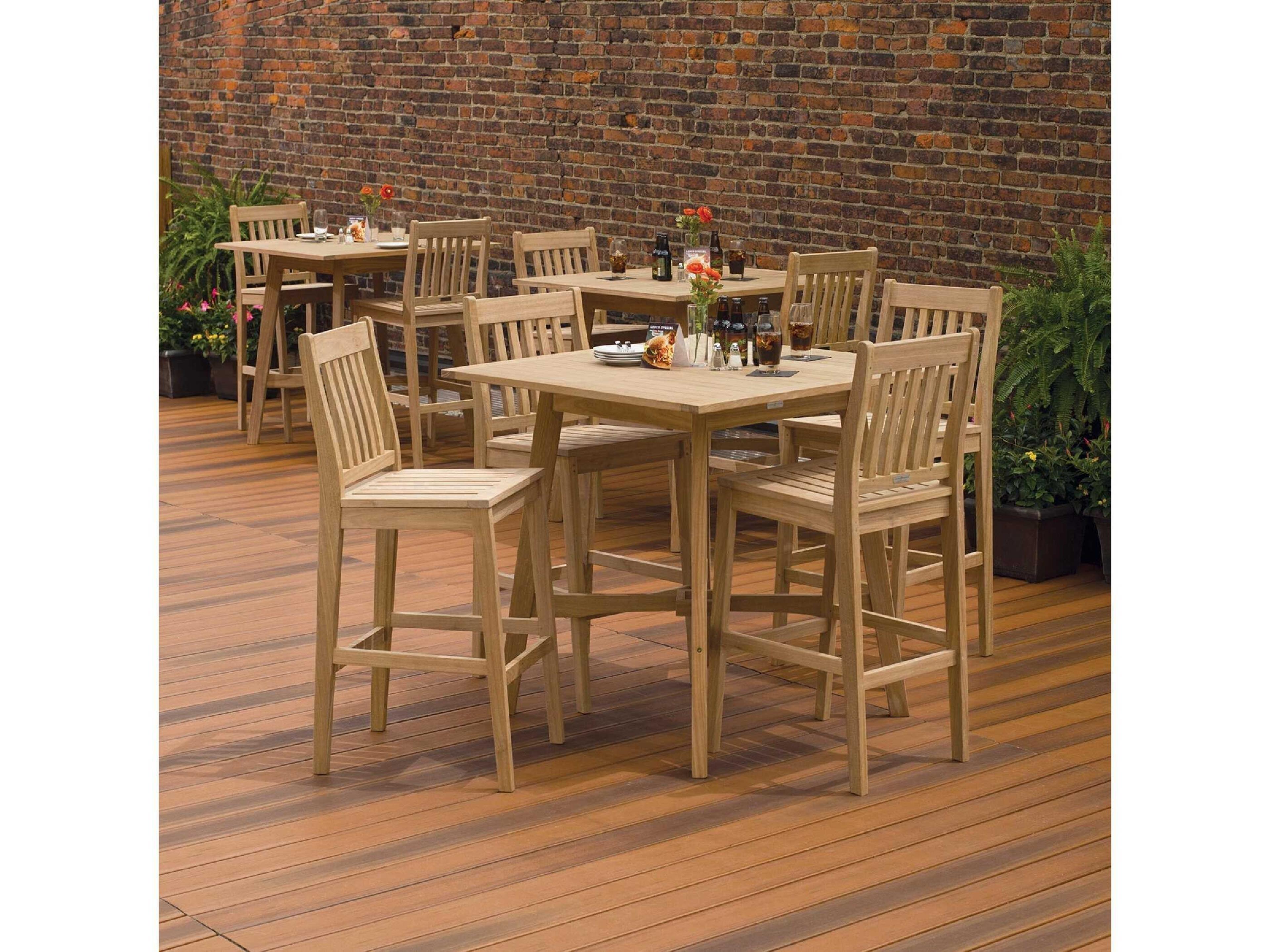 Oxford Garden Wexford Natural Wood Square Umbrella Hole Bar Table